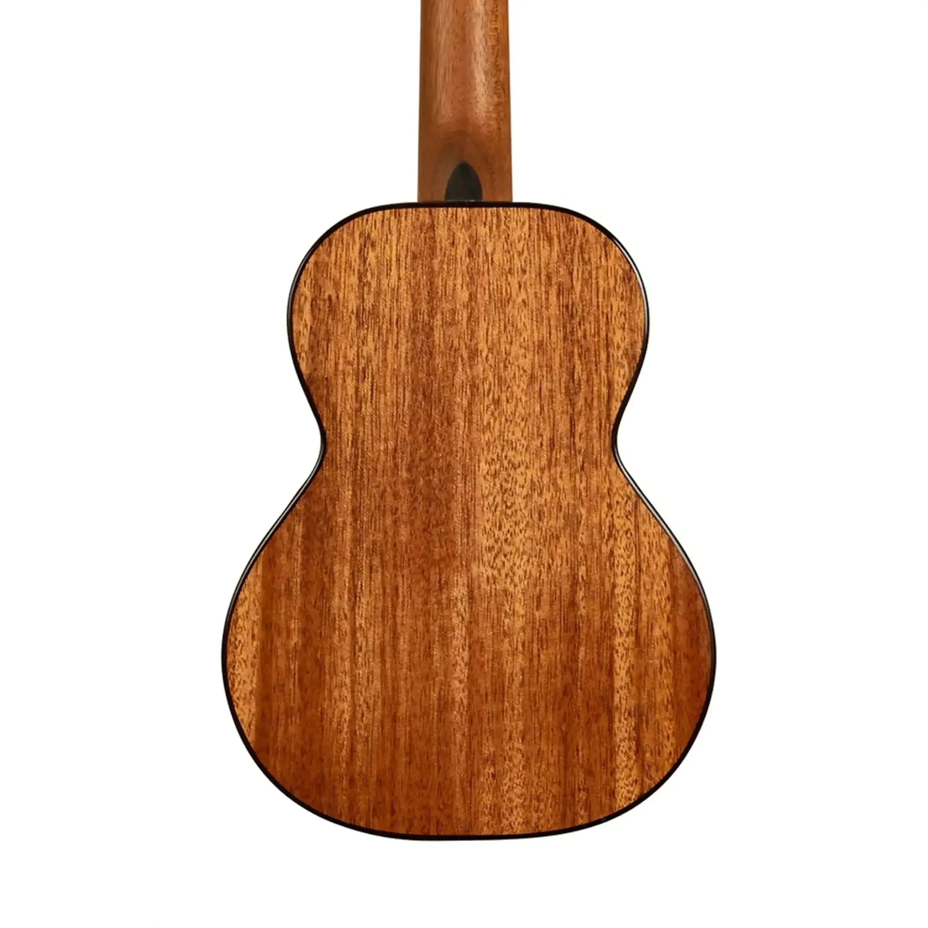 Back of a Kala Contour Series tenor ukulele, showing its solid mahogany body and neck.