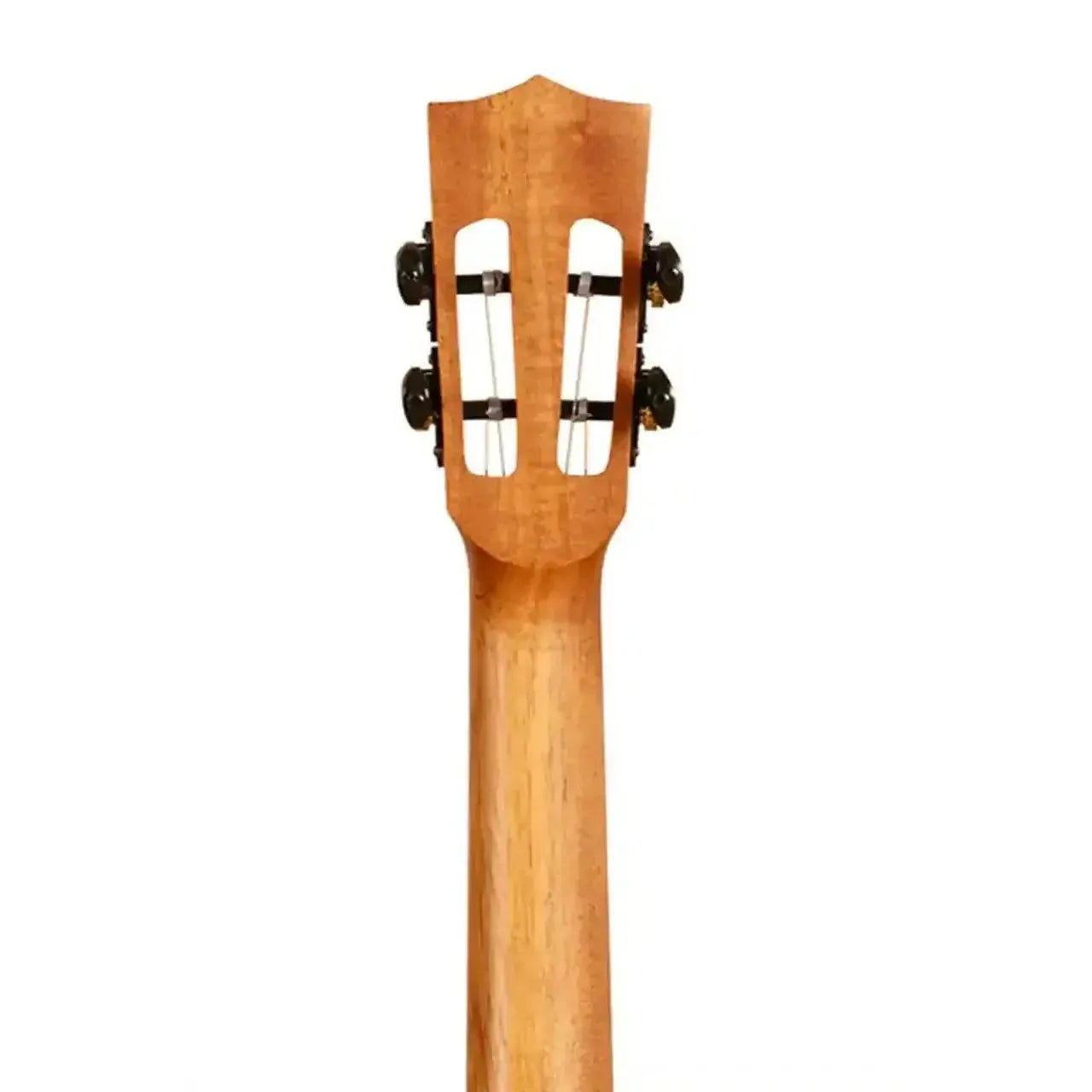 Kala CT-SSRW-TG-C Tenor Ukulele's light wood neck and slotted headstock with black tuners.