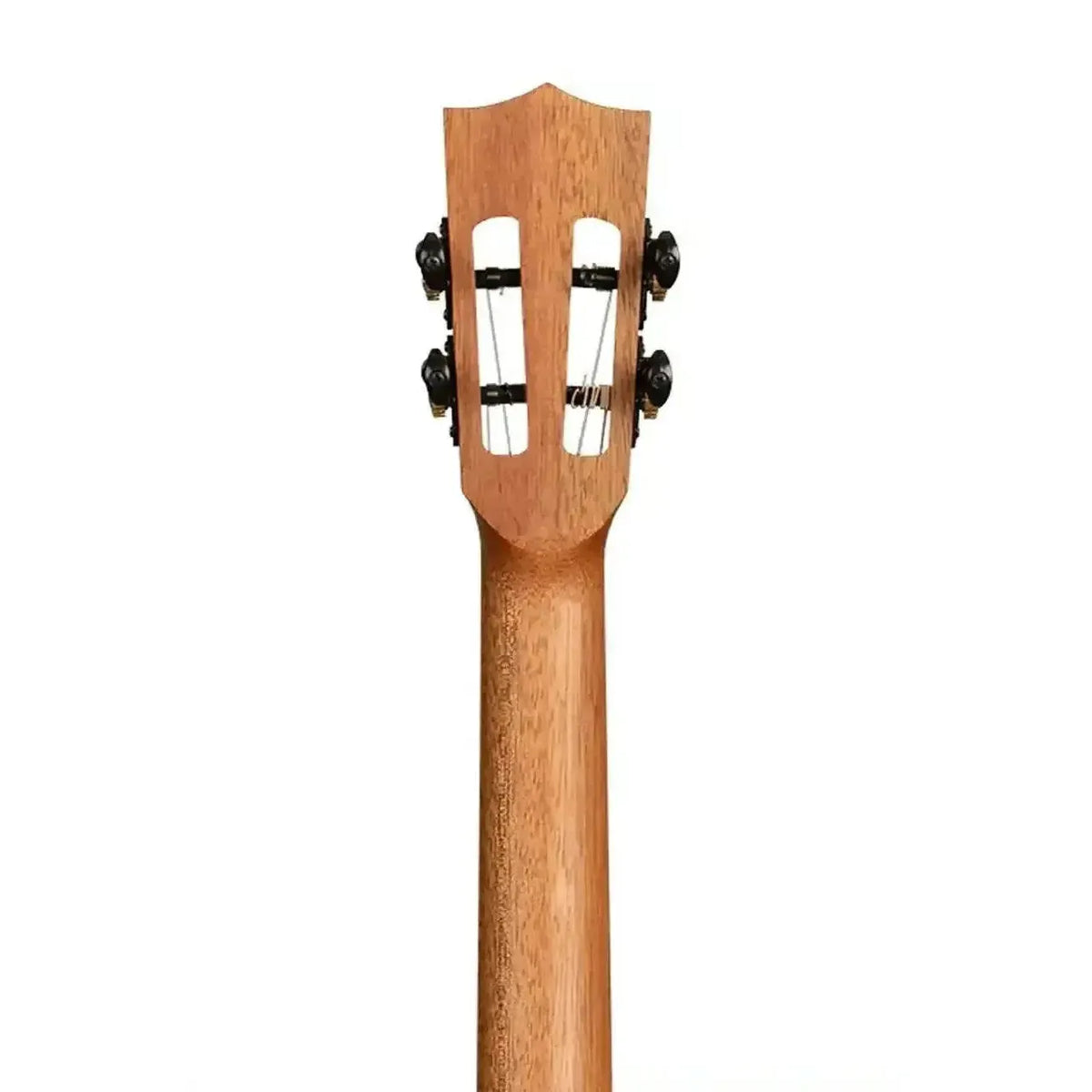 Kala Contour Deluxe Baritone Ukulele mahogany neck and slotted headstock with black tuners.