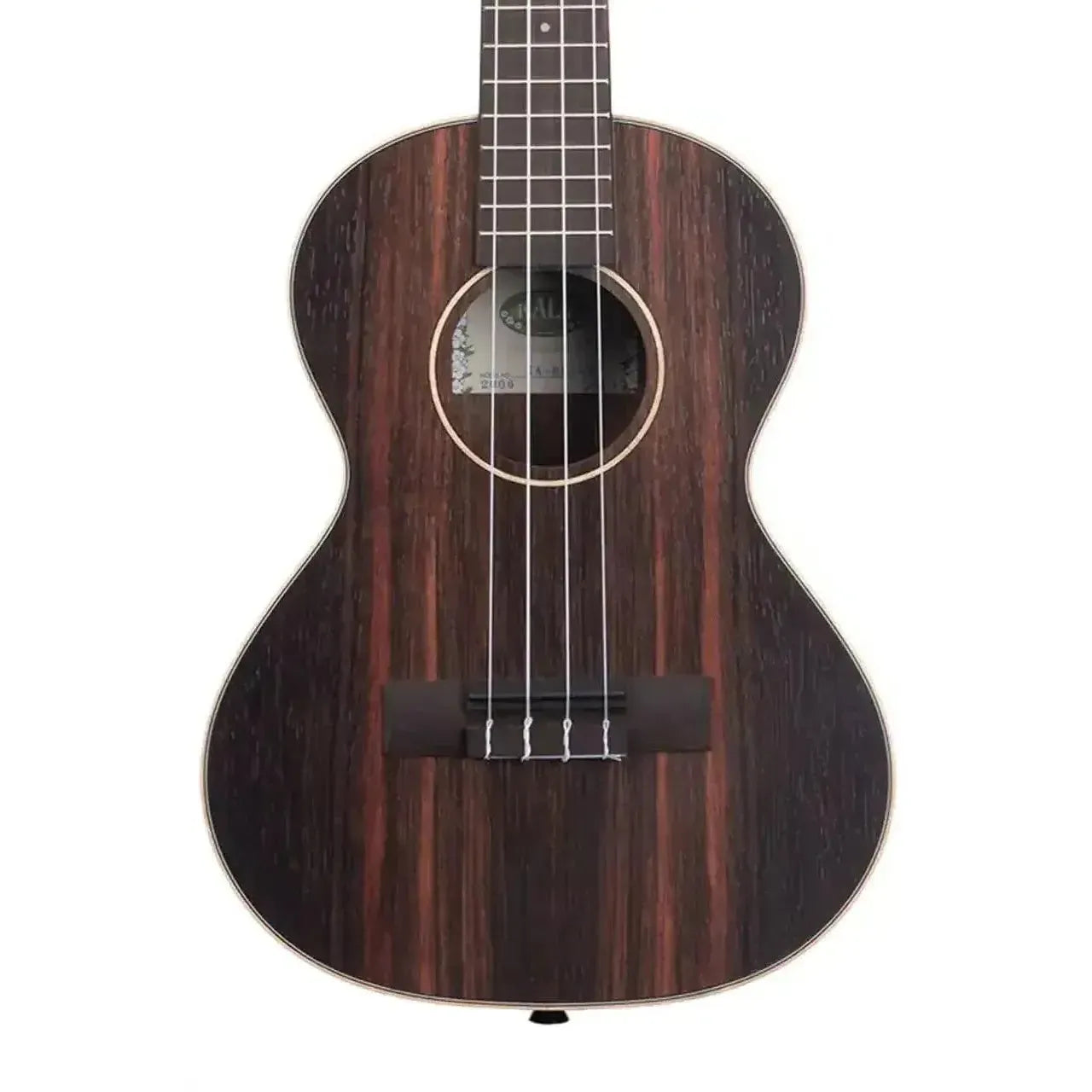 Kala EBY-T Striped Ebony Tenor Ukulele with dark wood grain and light binding.