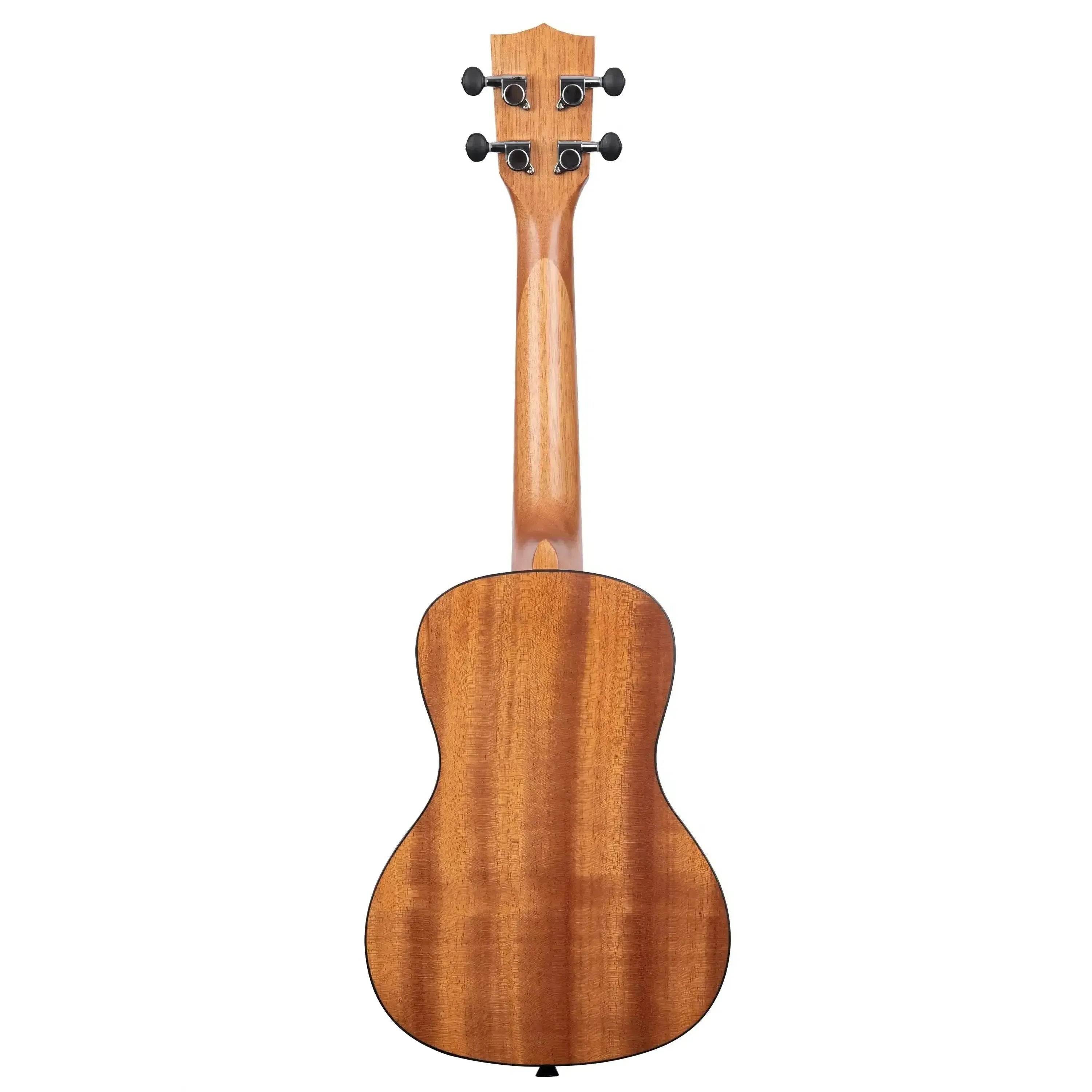 Kala Emi Sunshine Signature Concert Ukulele back, natural mahogany wood, black tuners.