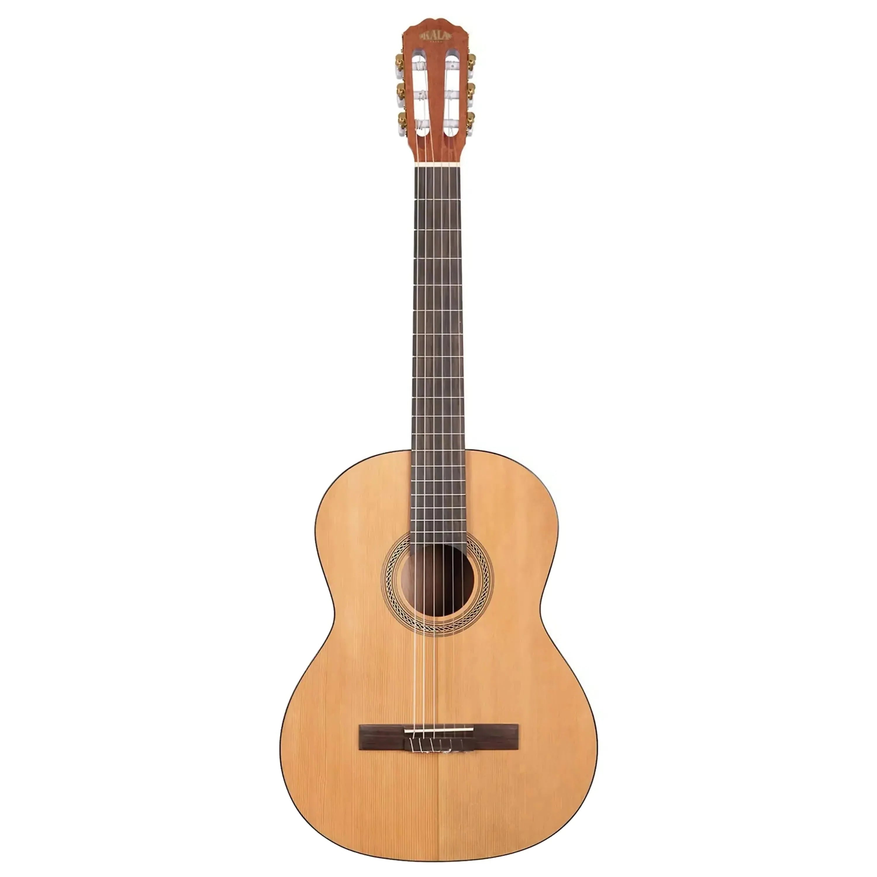 Kala GTR-NY25 classical nylon guitar with cedar top, mahogany back, and gold tuners.