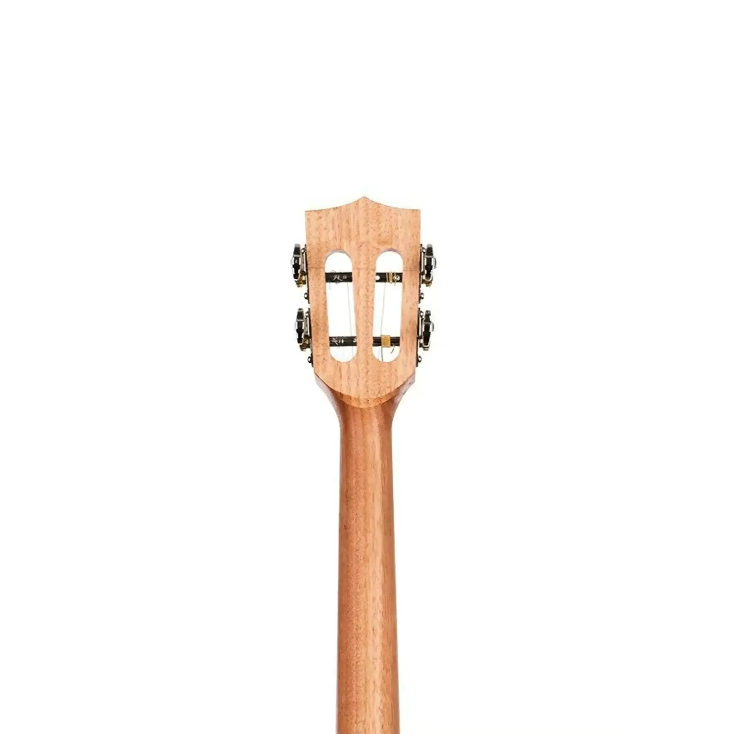 Back of Kala GTR Tenor Guitar mahogany neck and slotted headstock with tuning pegs.