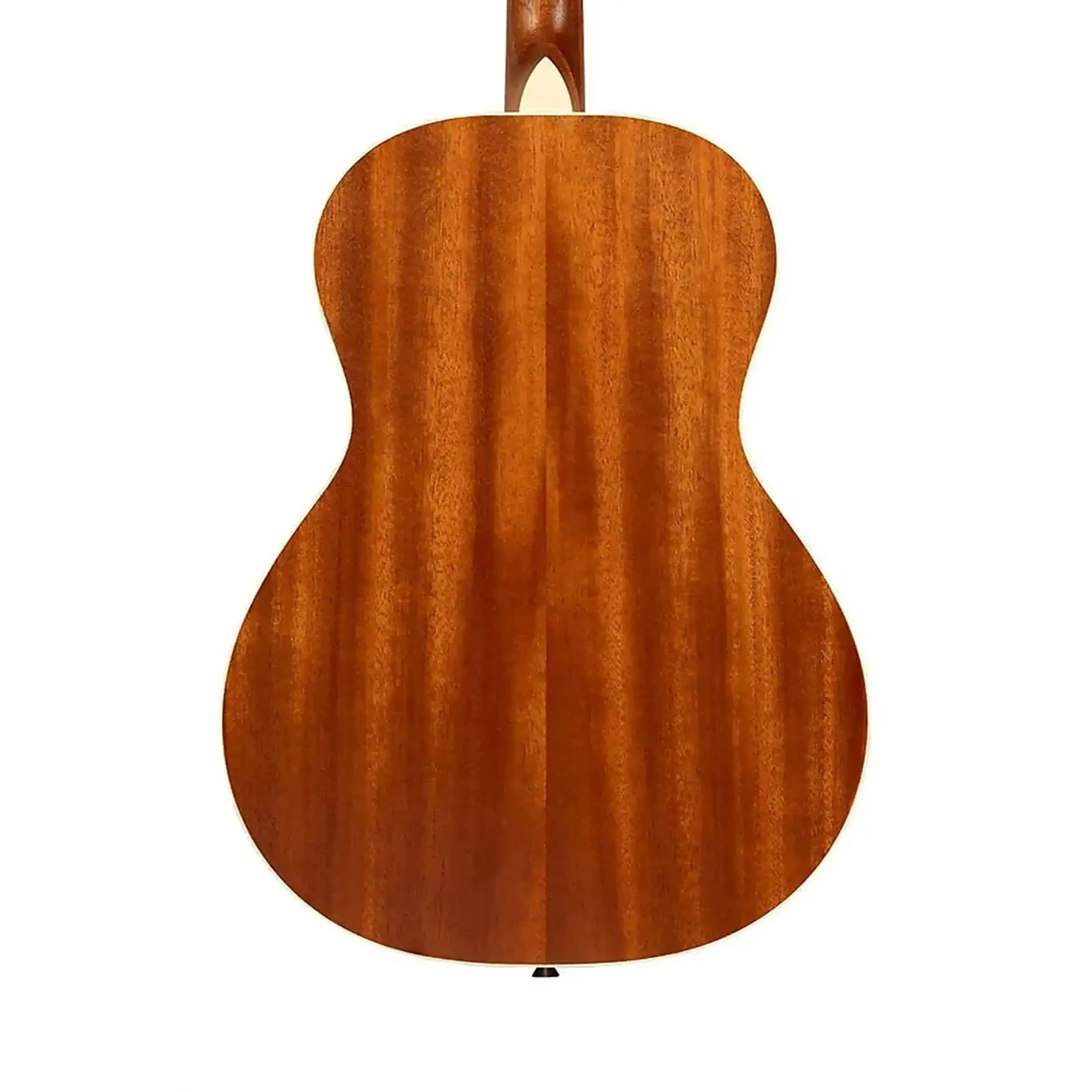 Back of Kala GTR-TB tenor guitar, showing laminated mahogany with cream binding.