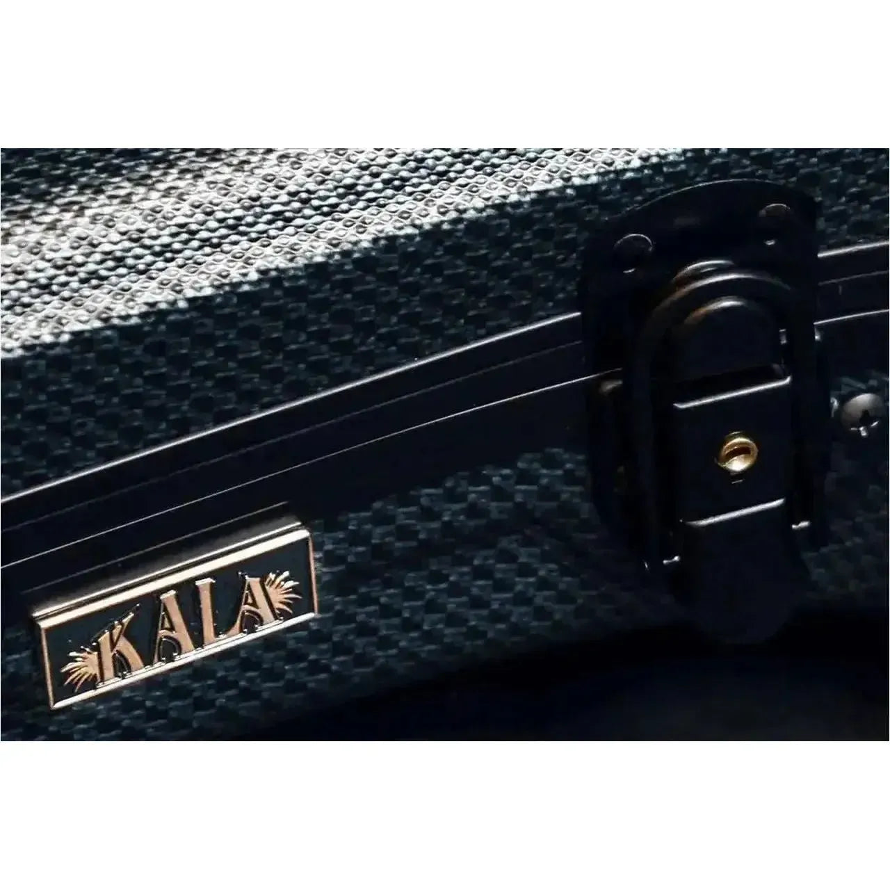 Kala ABS molded concert ukulele hardshell case with black hardware and gold logo.