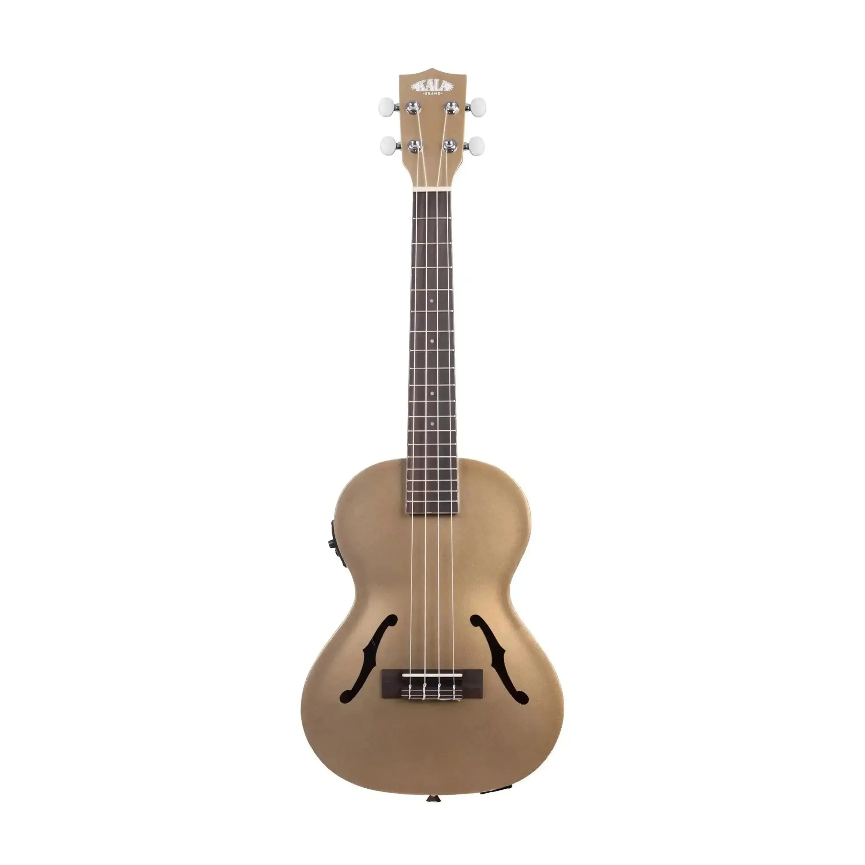 Kala JTE-KZGD Kalamazoo Gold Archtop Tenor Ukulele with EQ, mahogany body, rosewood fretboard.