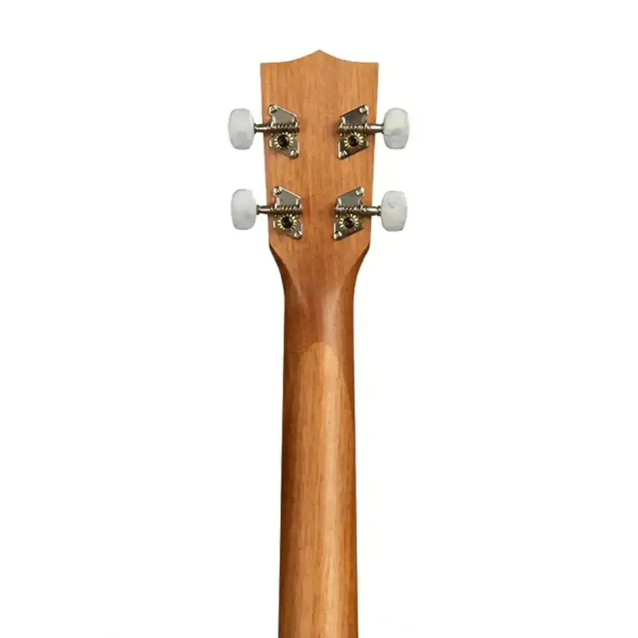 Back of Kala KA-15B Satin Mahogany Baritone Ukulele headstock with four tuners.