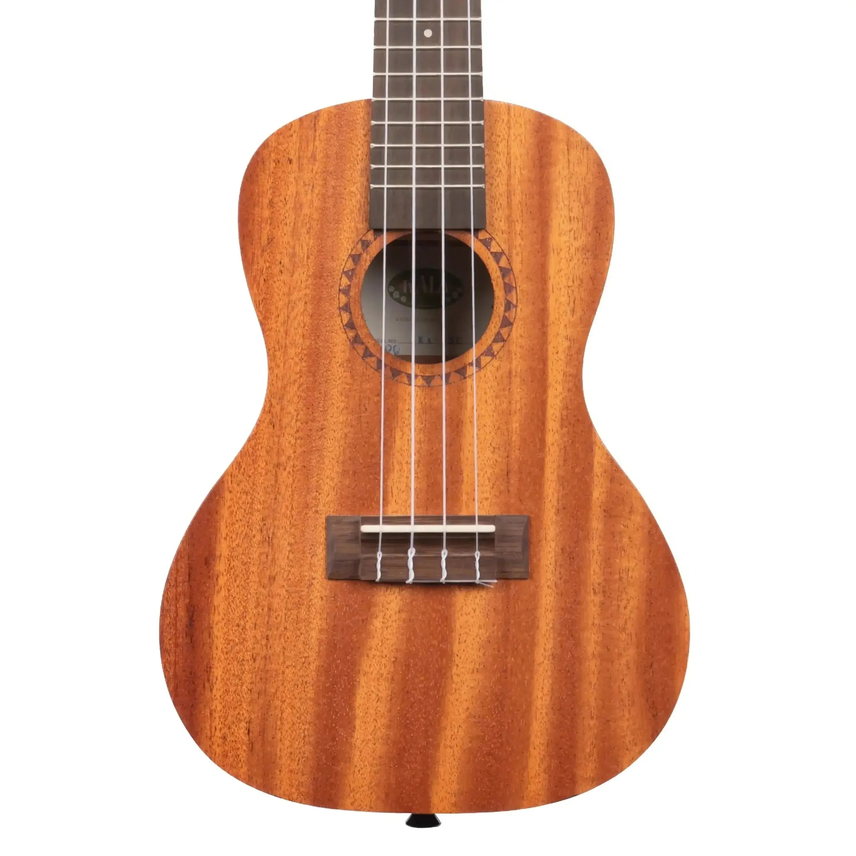 Kala KA-15C concert ukulele with satin mahogany body, rosewood fingerboard, and decorative soundhole rosette.