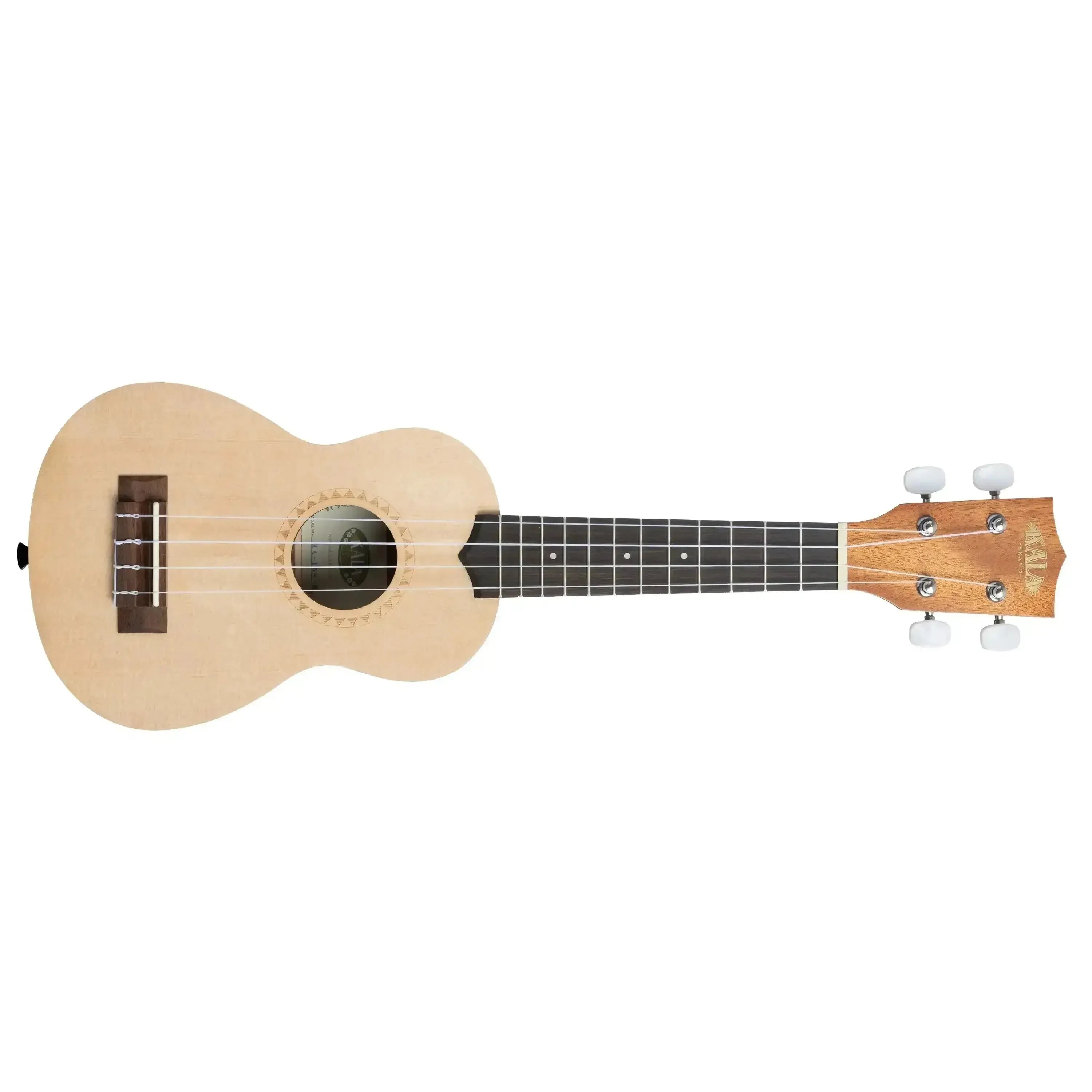 Kala KA-15S-S soprano ukulele with light spruce top, mahogany neck, and rosewood fingerboard.