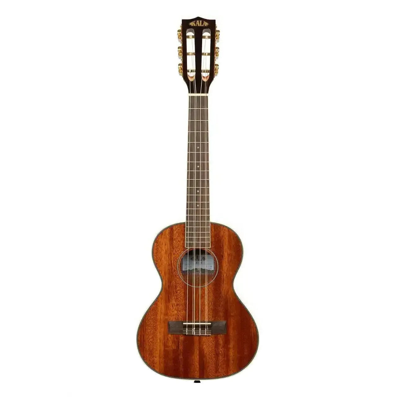 Kala KA-6 Gloss Mahogany 6-String Tenor Ukulele with slotted headstock and cream binding.