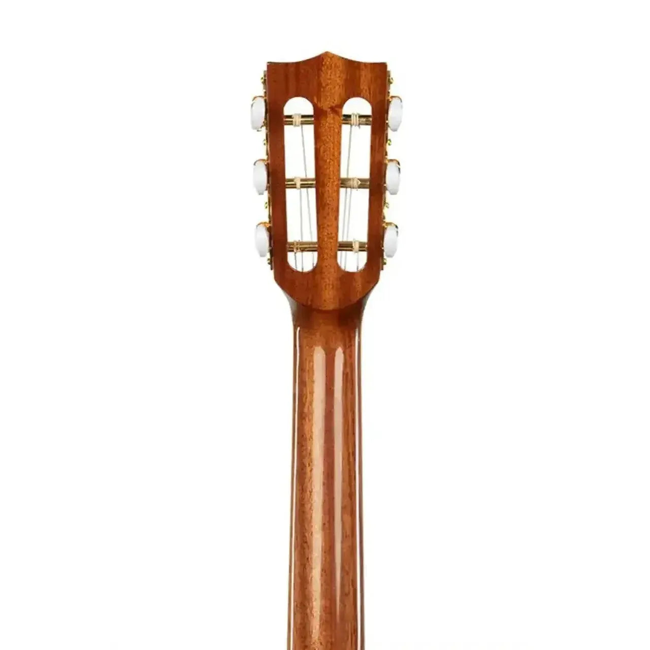 Kala KA-6 Gloss Mahogany 6-String Tenor Ukulele headstock and neck with slotted tuners.