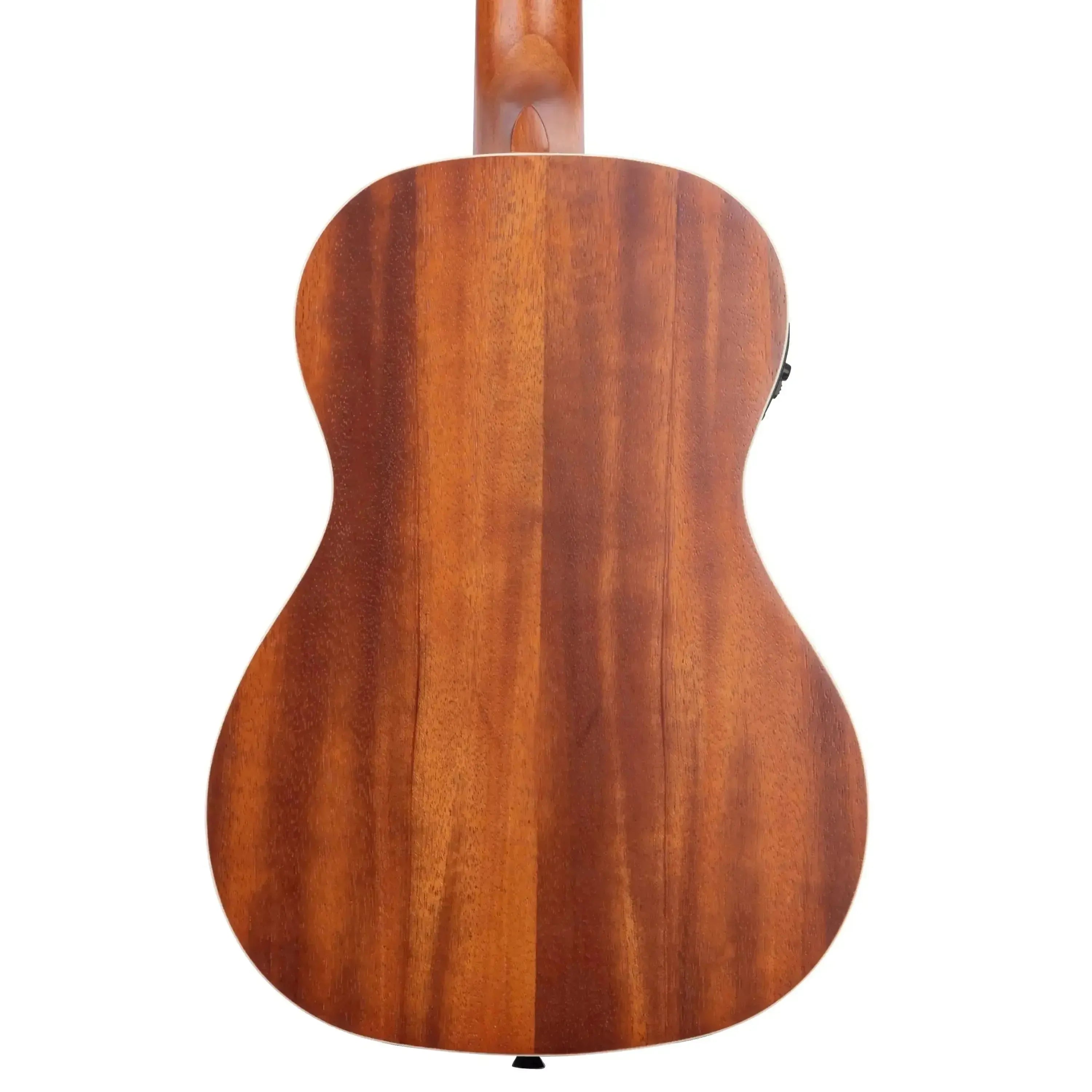 Back of a Kala KA-BE Mahogany Baritone Ukulele with a satin finish and cream binding.