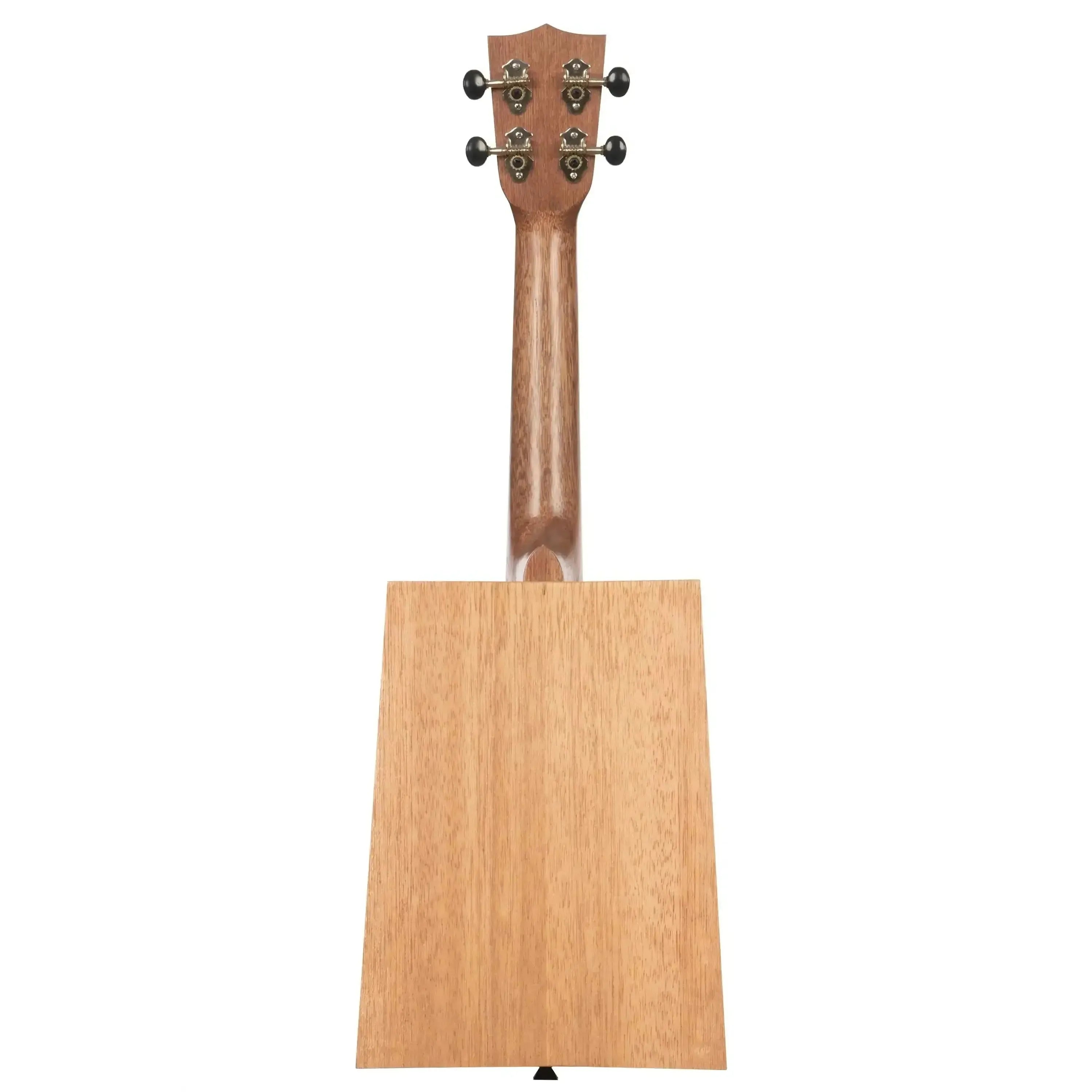 Back of Kala KA-CB-DECO Cigarbox Concert Ukulele, showing Meranti wood body and neck.