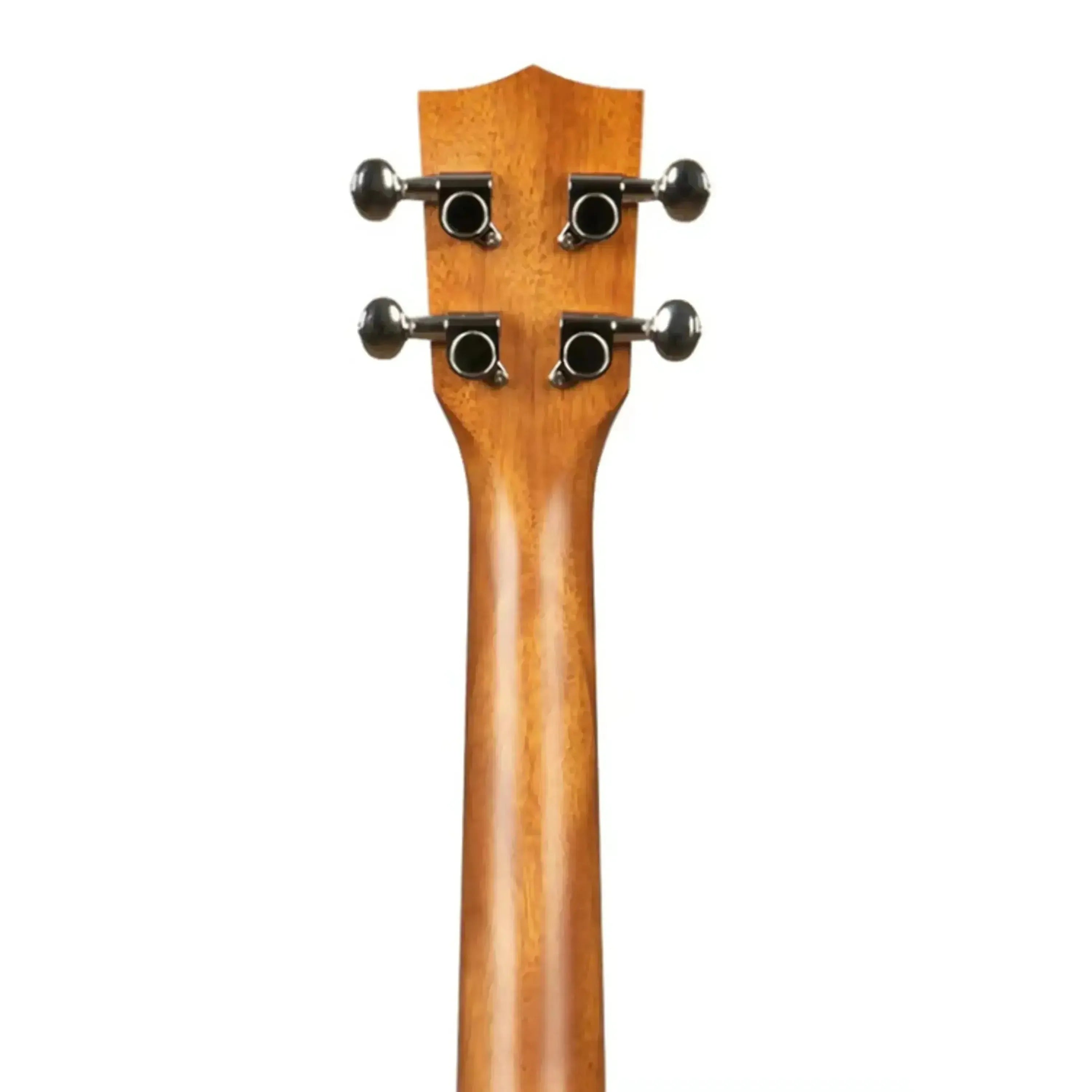 Back of Kala KA-CE Concert Ukulele headstock and neck, showing mahogany wood and tuning pegs.