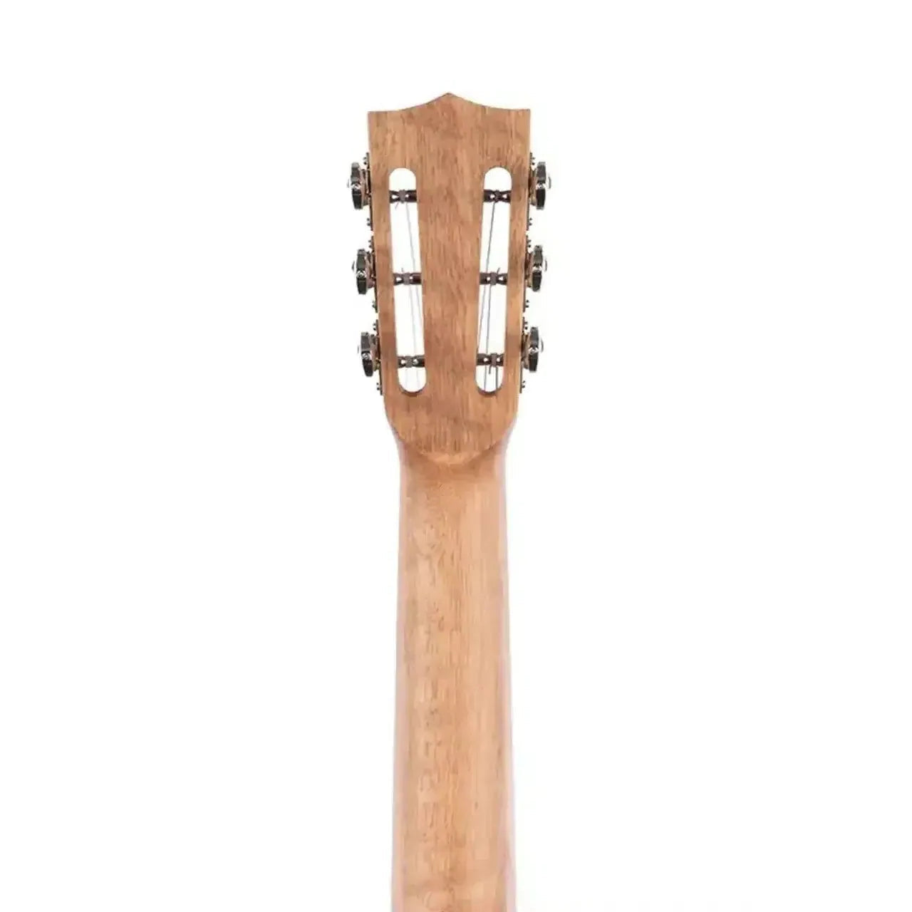 Kala KA-GL mahogany guitarlele headstock and neck with slotted headstock and tuning pegs.