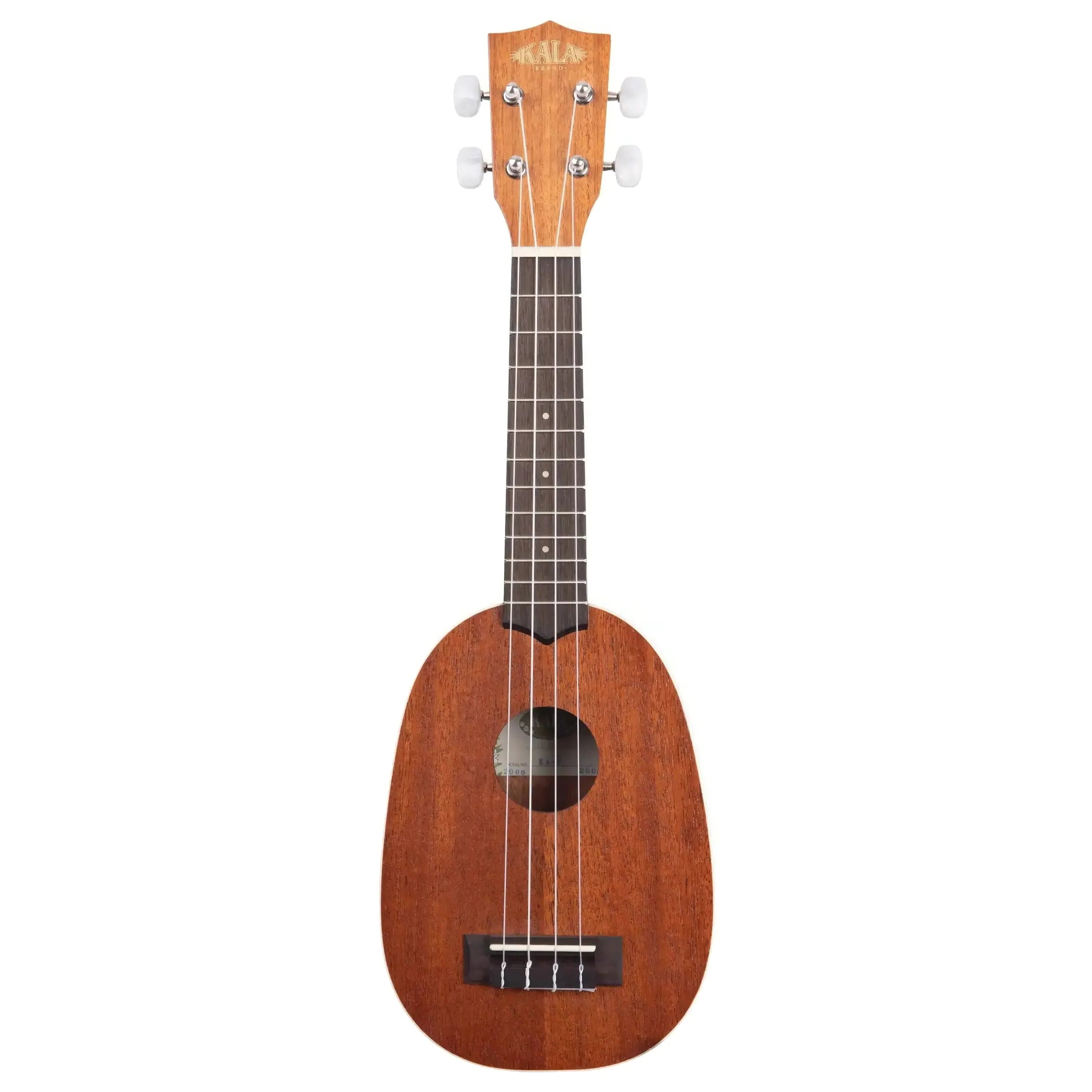 Kala KA-P satin mahogany pineapple soprano ukulele with cream binding and rosewood fingerboard.