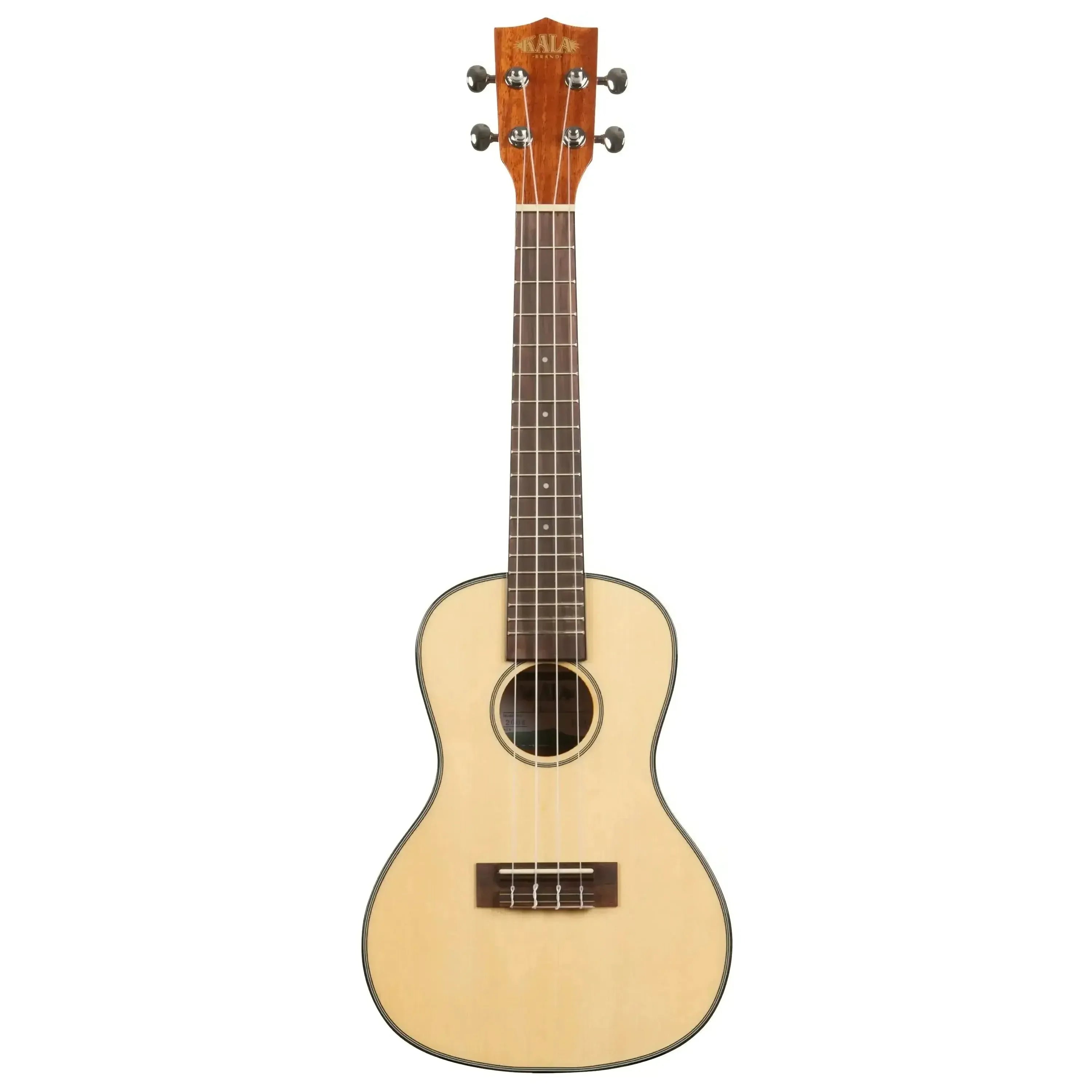 Kala KA-SCG Concert Ukulele with light spruce top, mahogany headstock, and dark fretboard.