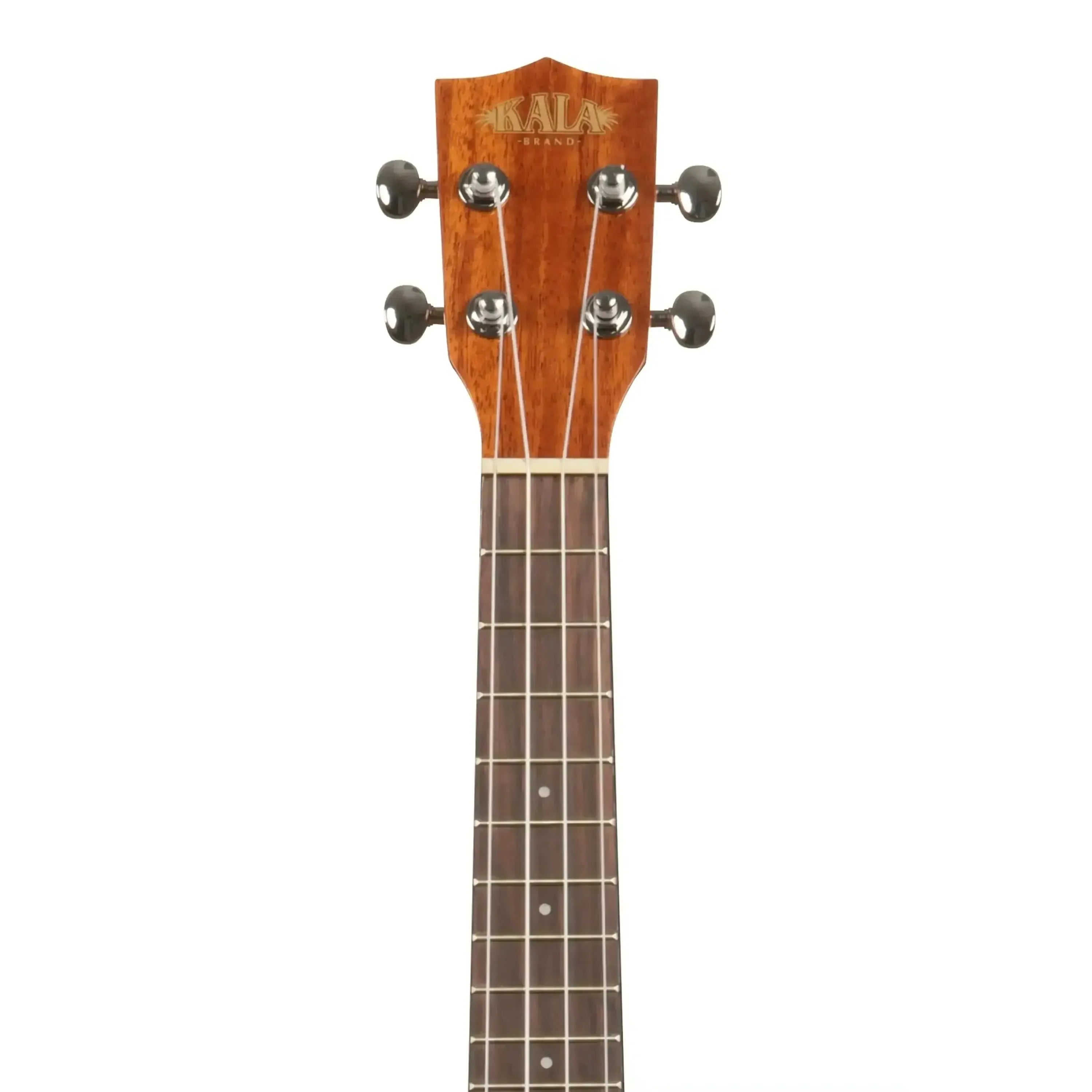 Kala KA-SCG Concert Ukulele headstock with mahogany finish, silver tuners, and Kala logo.