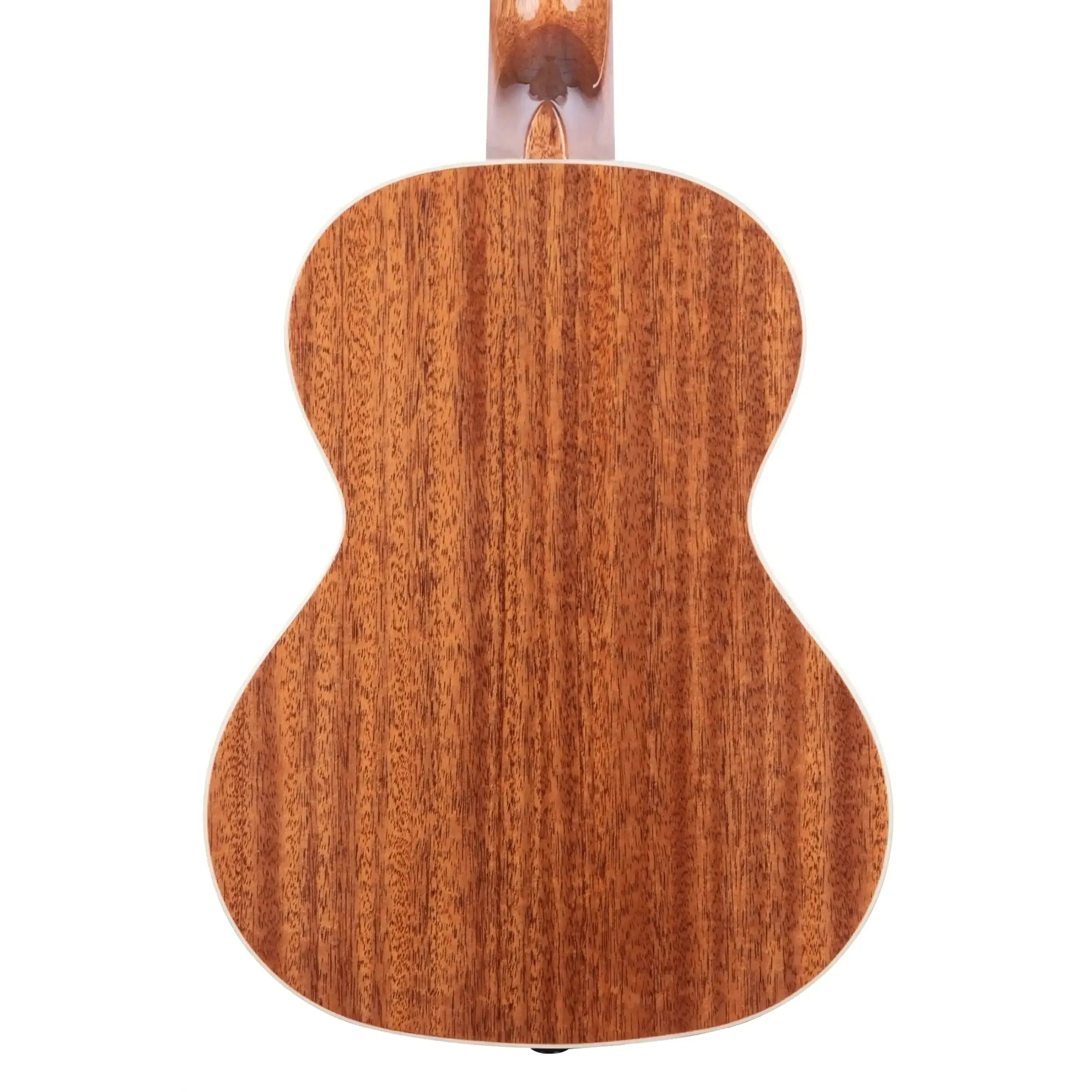 Back of a Kala KA-TG Tenor Ukulele, showing its mahogany wood grain and cream binding.