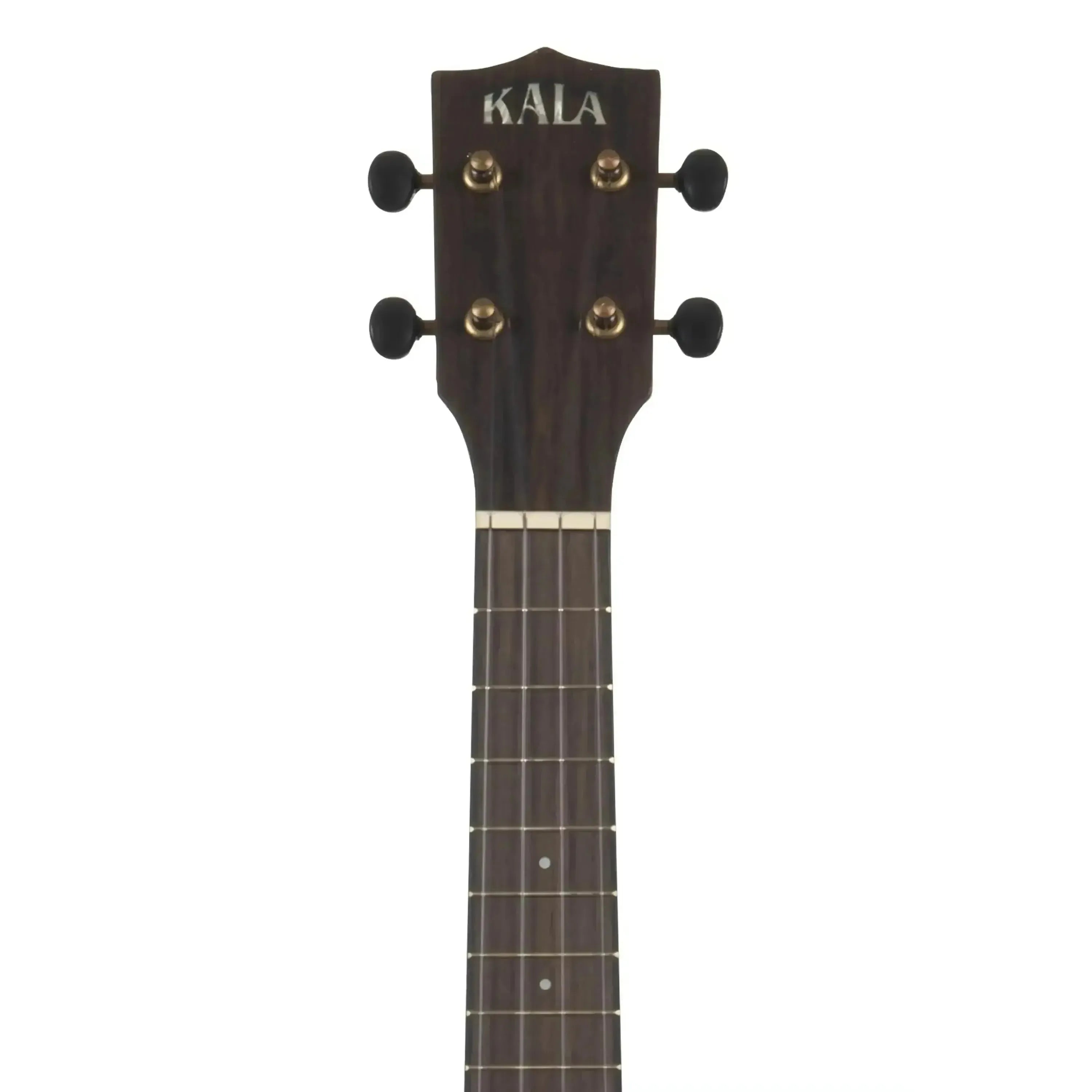 Kala KOA-C Concert Ukulele headstock and mahogany neck with rosewood fingerboard.