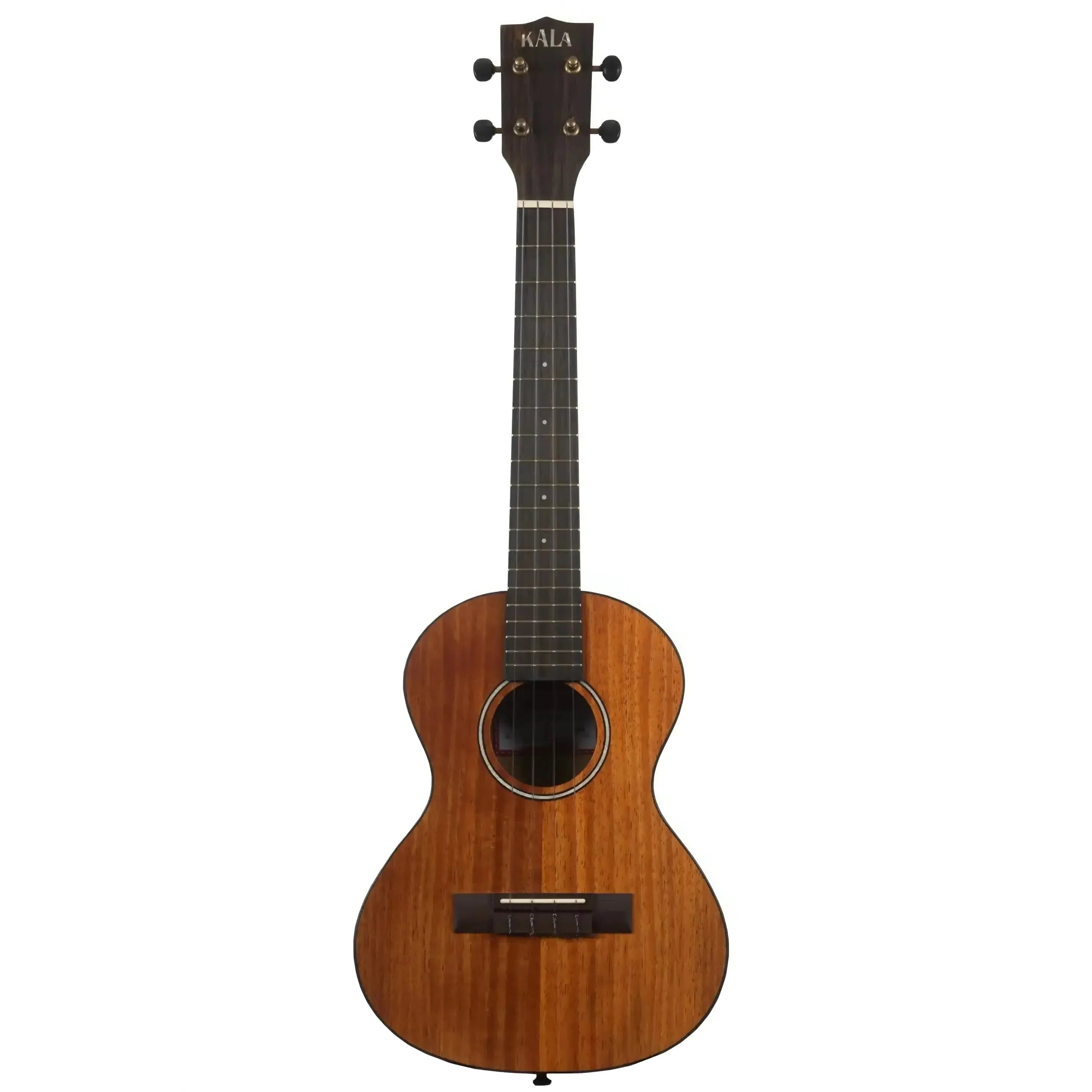 Kala Hawaiian Koa Tenor Ukulele with dark wood, satin finish, and black binding.