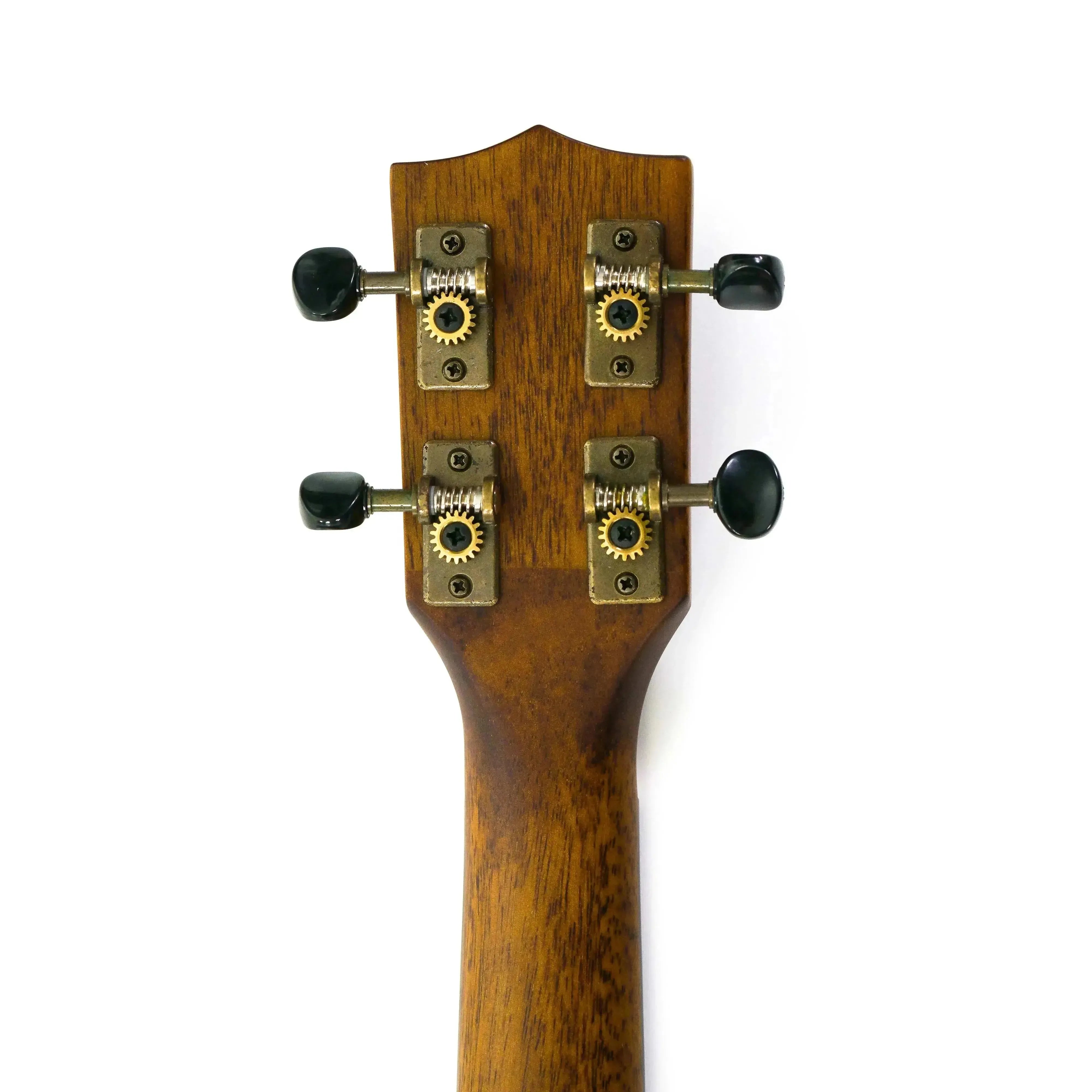 Kala KOA-TE Hawaiian Koa Tenor Ukulele headstock with gold tuners and black buttons.