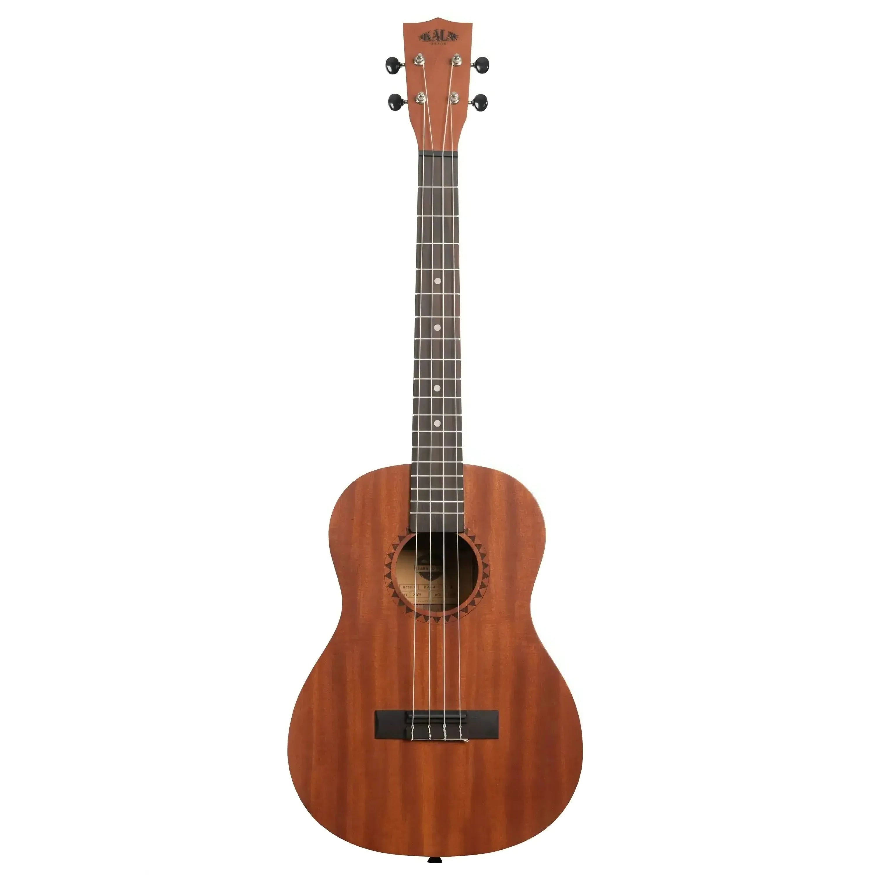 Kala Baritone Ukulele with a mahogany body, satin finish, and dark rosewood fingerboard.