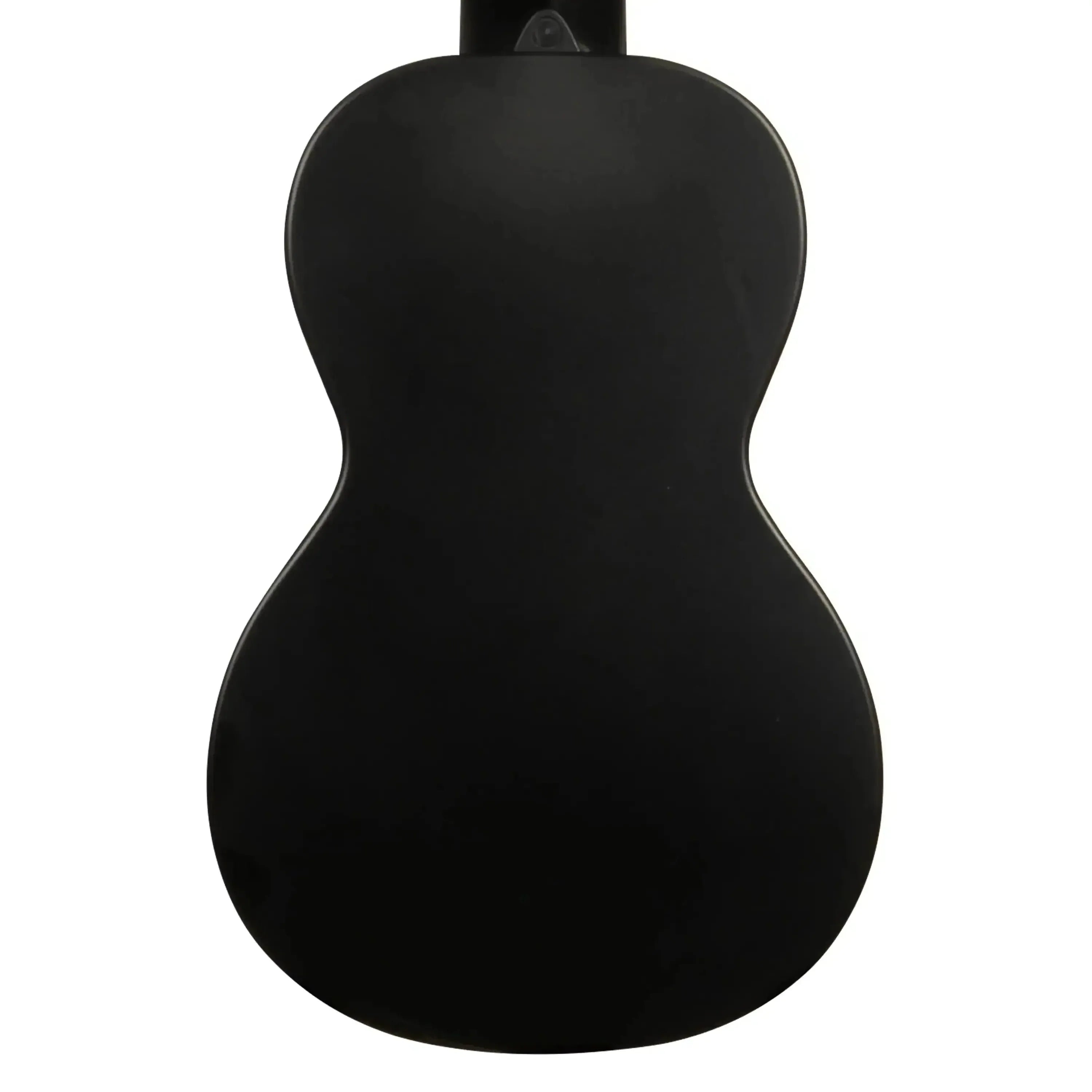 Back of a black Kala Soprano Ukulele with a matte ABS composite body.