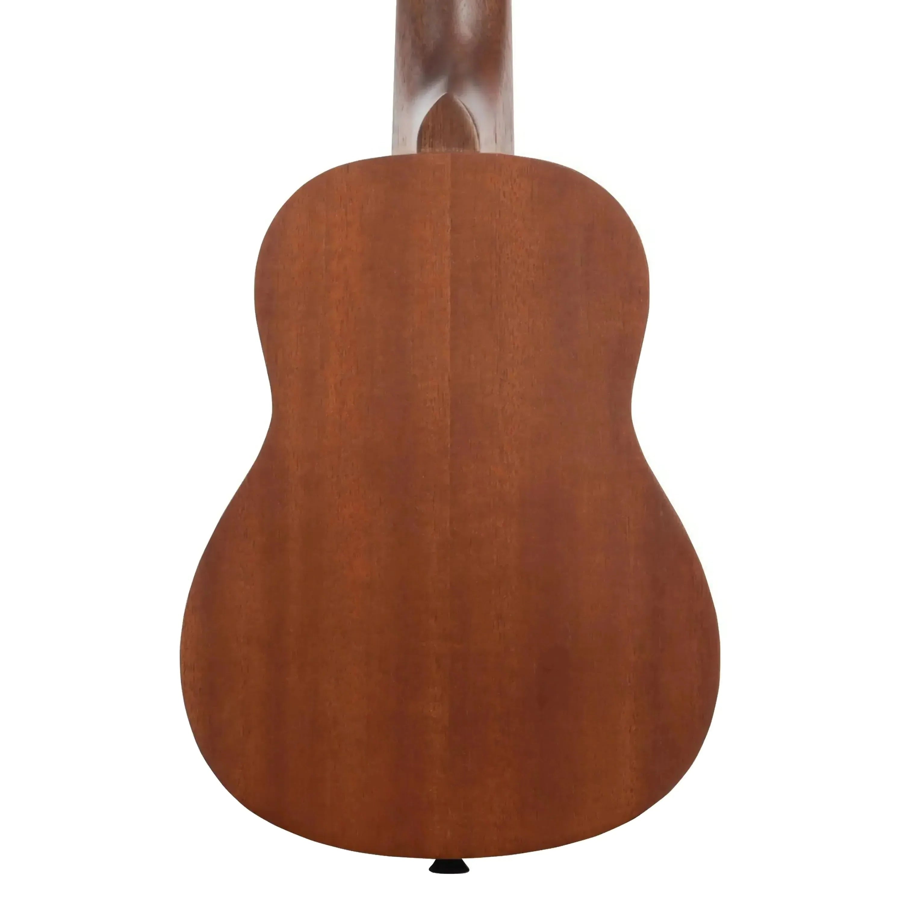 Kala Soprano Ukulele, back view, rich mahogany body with satin finish.