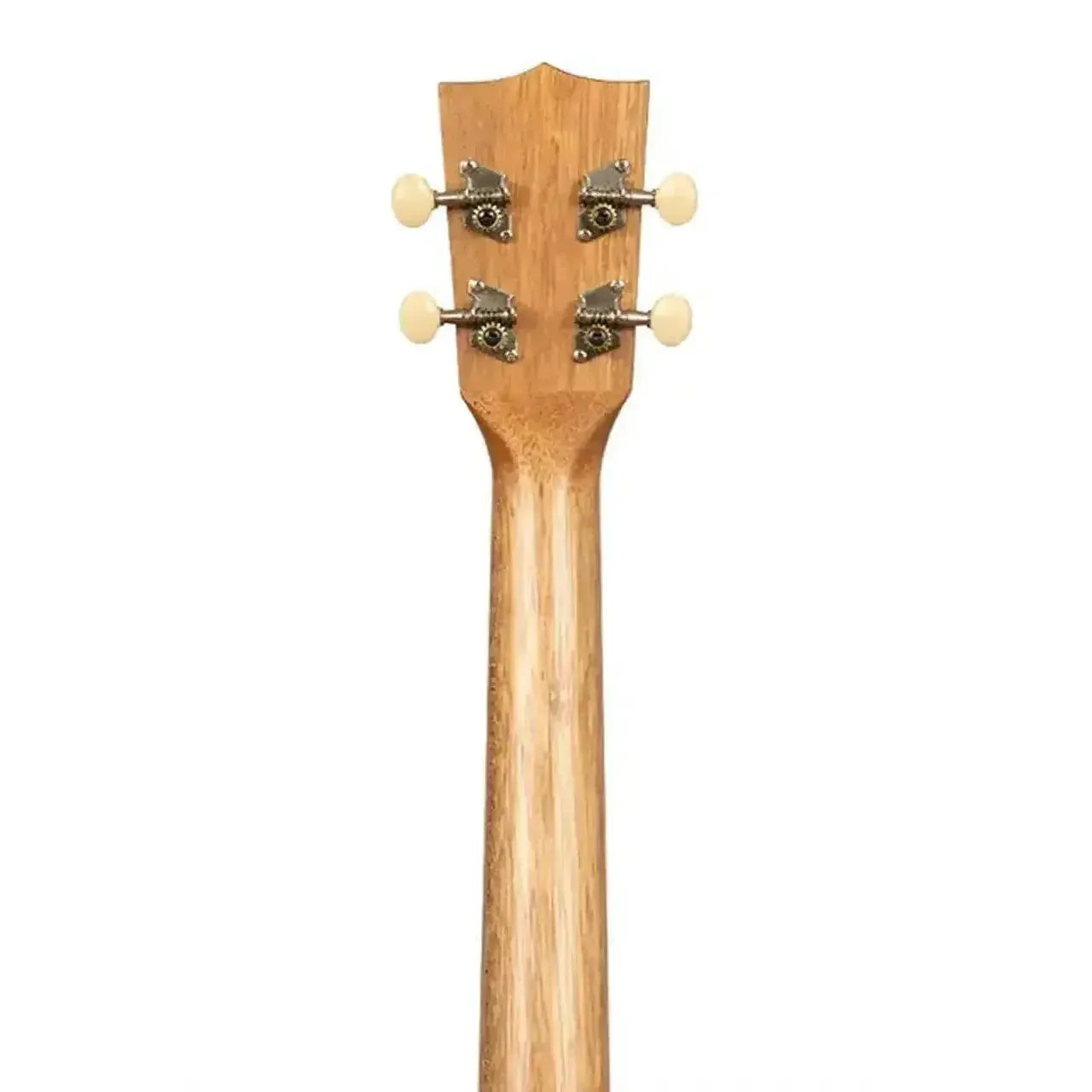 Kala Makala Indonesian Acacia Baritone Ukulele headstock and neck, showing light wood grain and cream tuners.