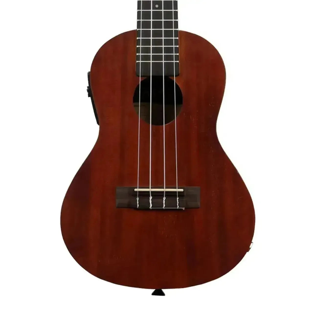 Kala Makala MK-CE mahogany concert ukulele with pickup, dark wood grain, satin finish.