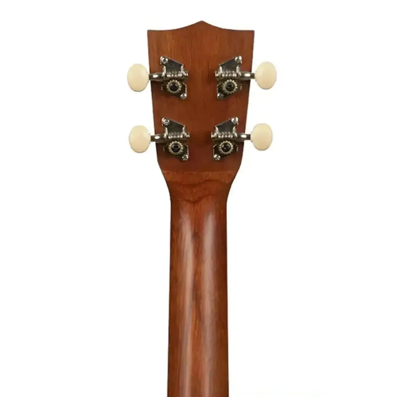 Kala Makala MK-T Tenor Ukulele mahogany neck and headstock with four cream tuning pegs.