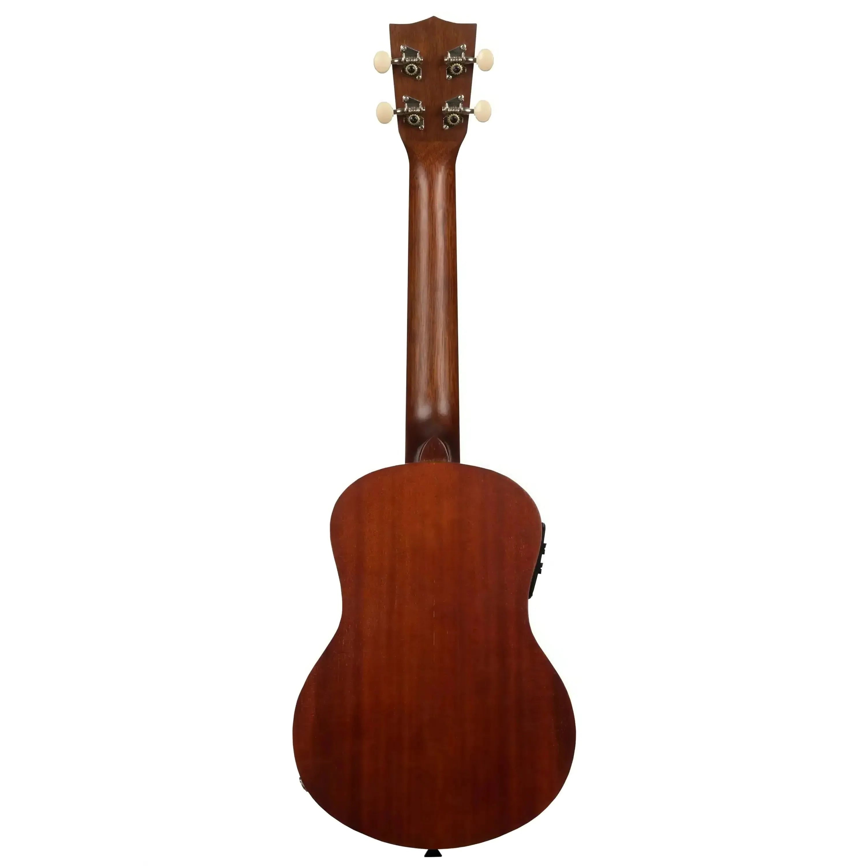 Kala Makala MK-TE mahogany tenor ukulele, back view, showing neck, body, and tuning pegs.
