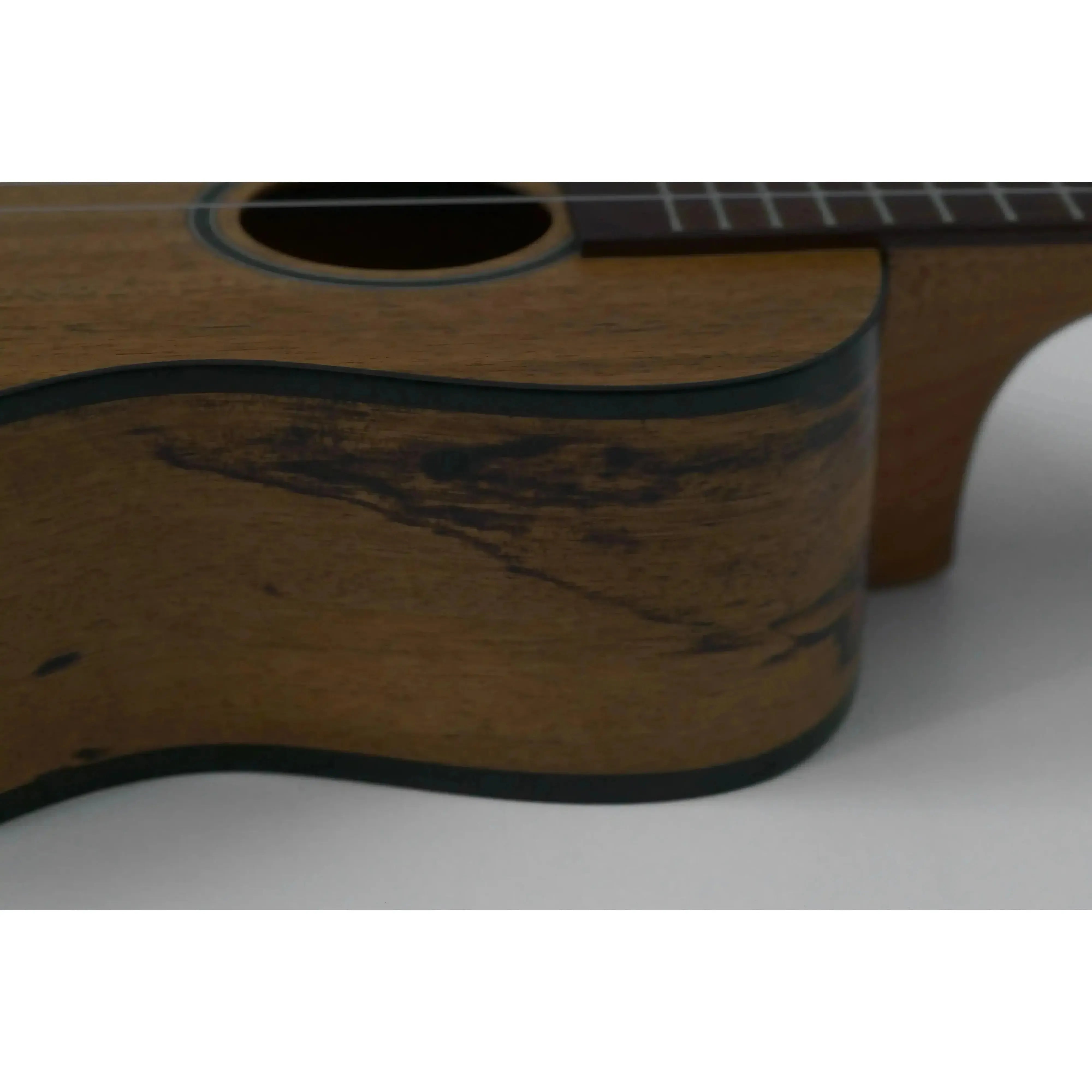 Kala MG-C Concert Ukulele body with spalted mango laminate, satin finish, and black binding.