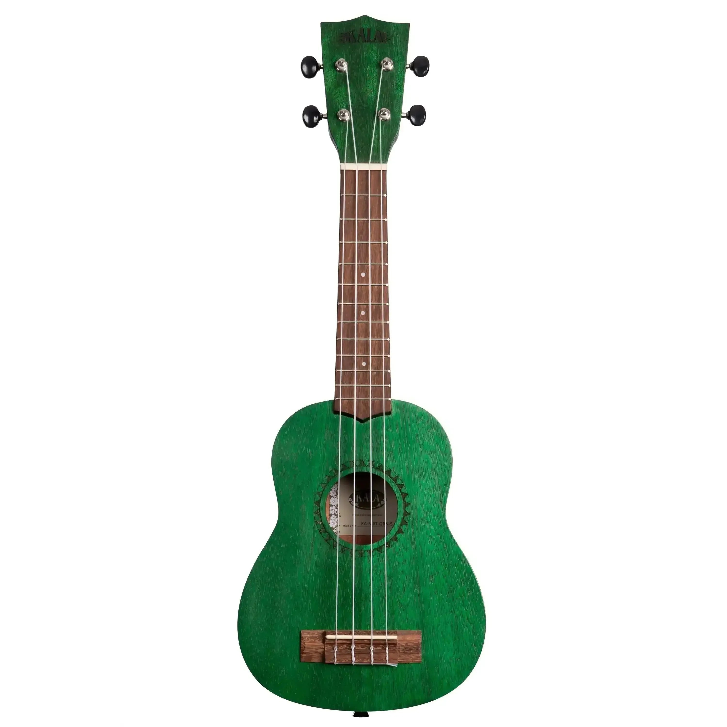 Kala Fern Green Watercolor Meranti Soprano Ukulele with satin finish and chrome tuners.