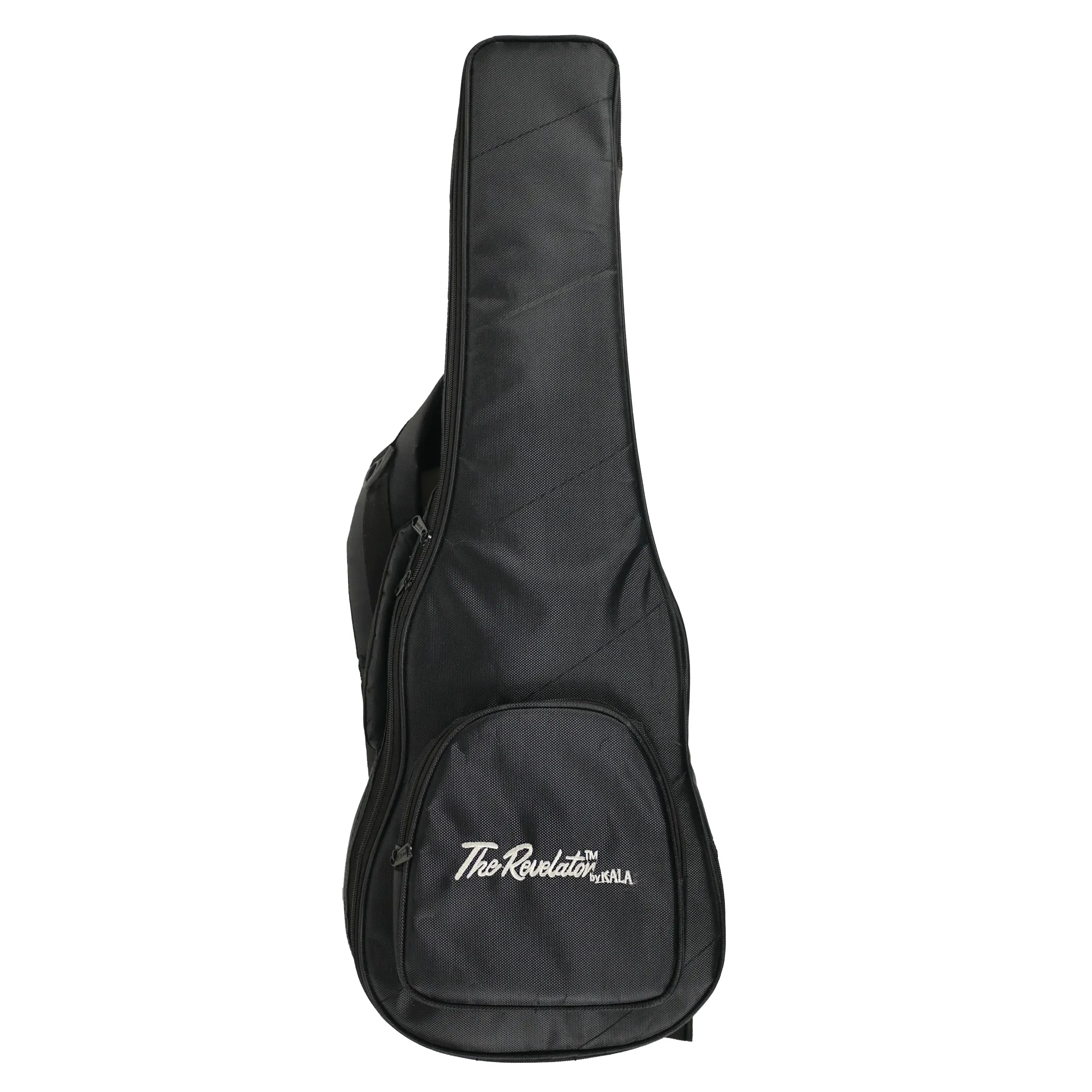 Black Kala Revelator ukulele gig bag with white logo and front pocket.