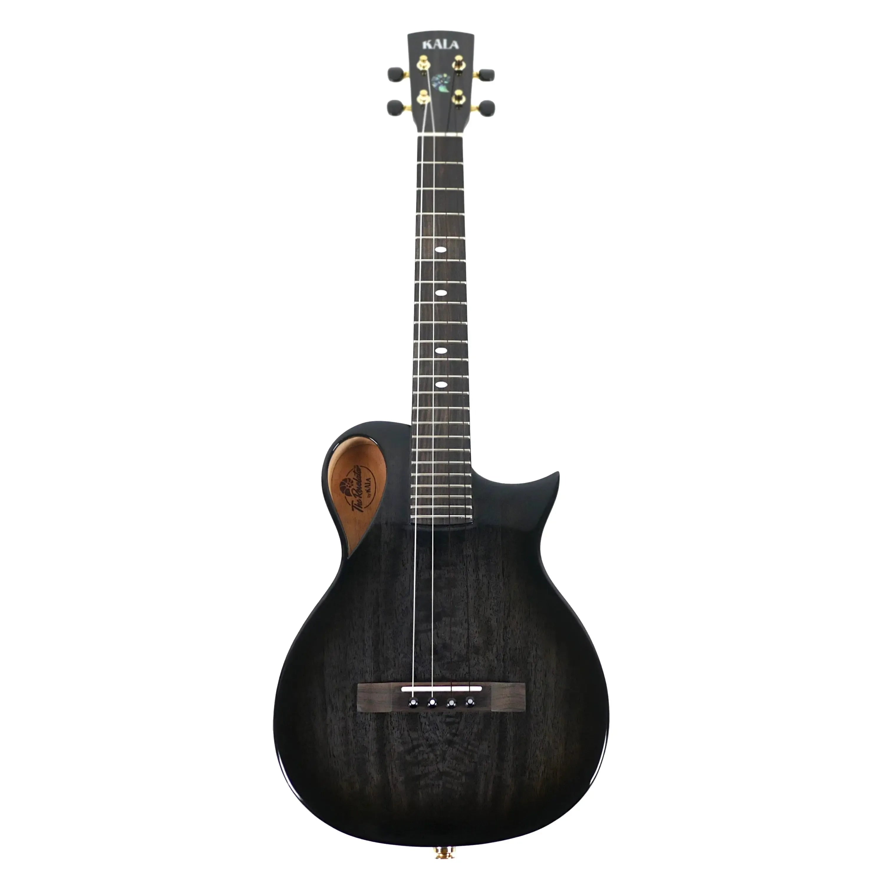 Kala Revelator Nautilus Horizon Black Night Mango Tenor Ukulele with Florentine cutaway.