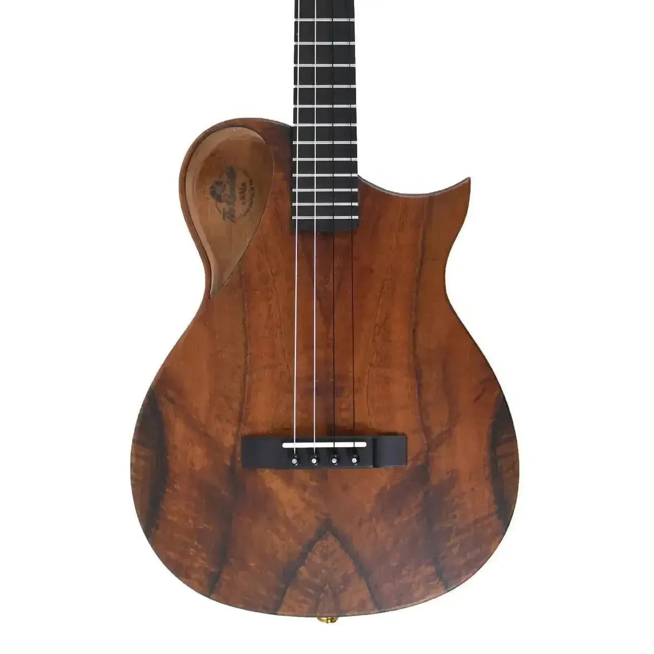 Kala Revelator Nautilus Baritone Ukulele with Hawaiian Koa body, Florentine cutaway, and ebony fingerboard.