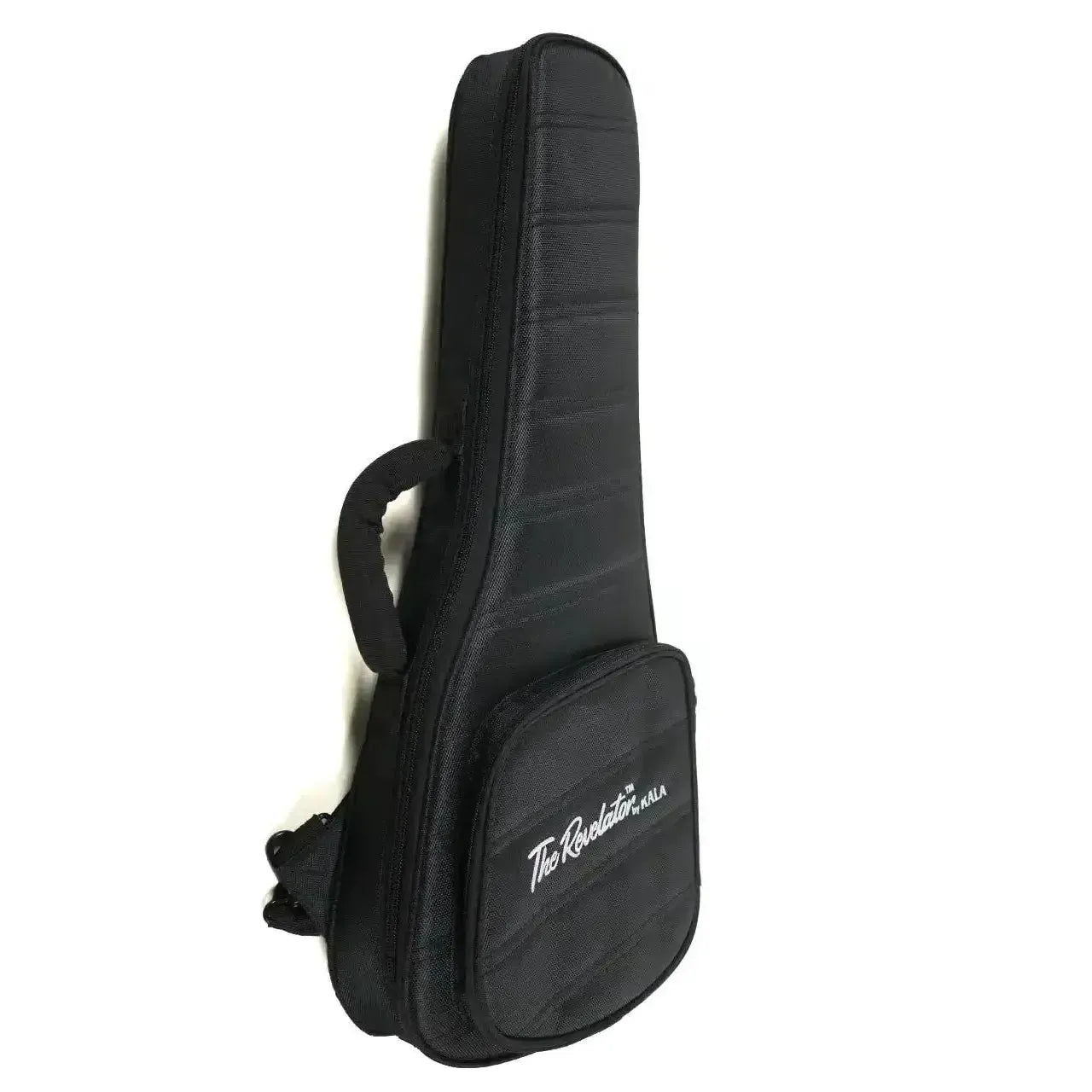 Black Kala Revelator ukulele gig bag with white logo and padded handle.