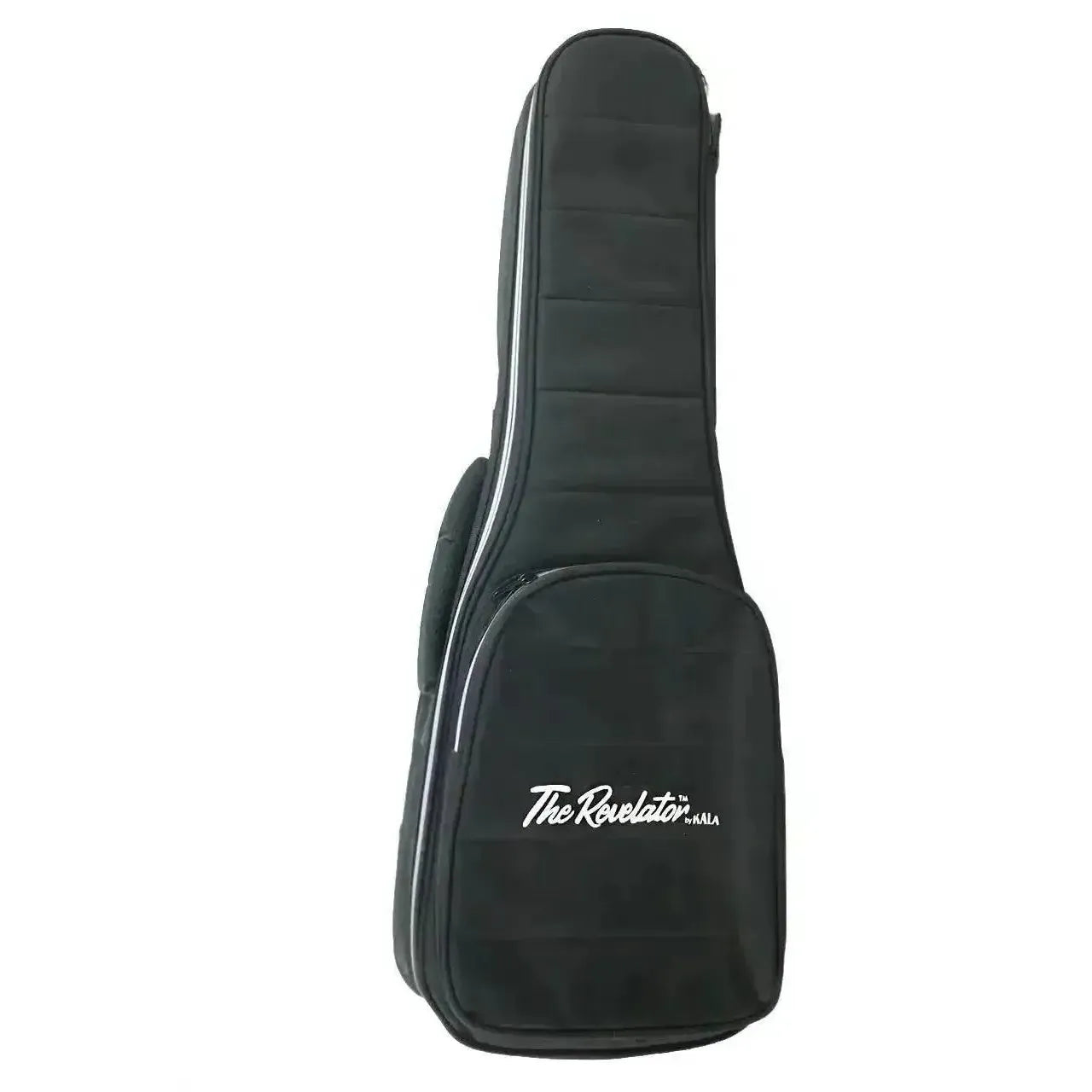 Kala Revelator Night Owl ukulele gig bag, black with white trim and "The Revelator by Kala" logo.