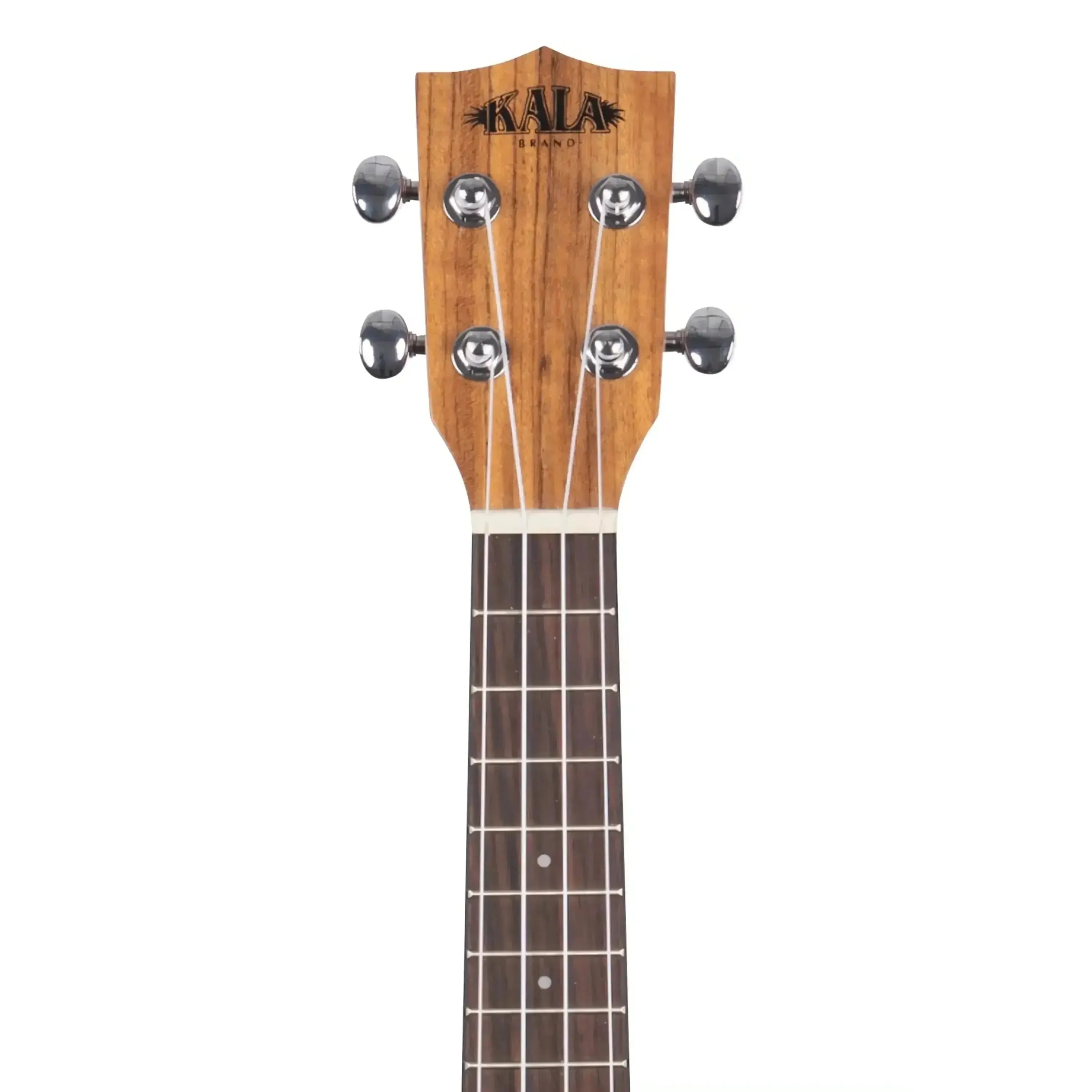 Kala Pacific Walnut Soprano Ukulele headstock with brand logo, tuning pegs, and rosewood fingerboard.