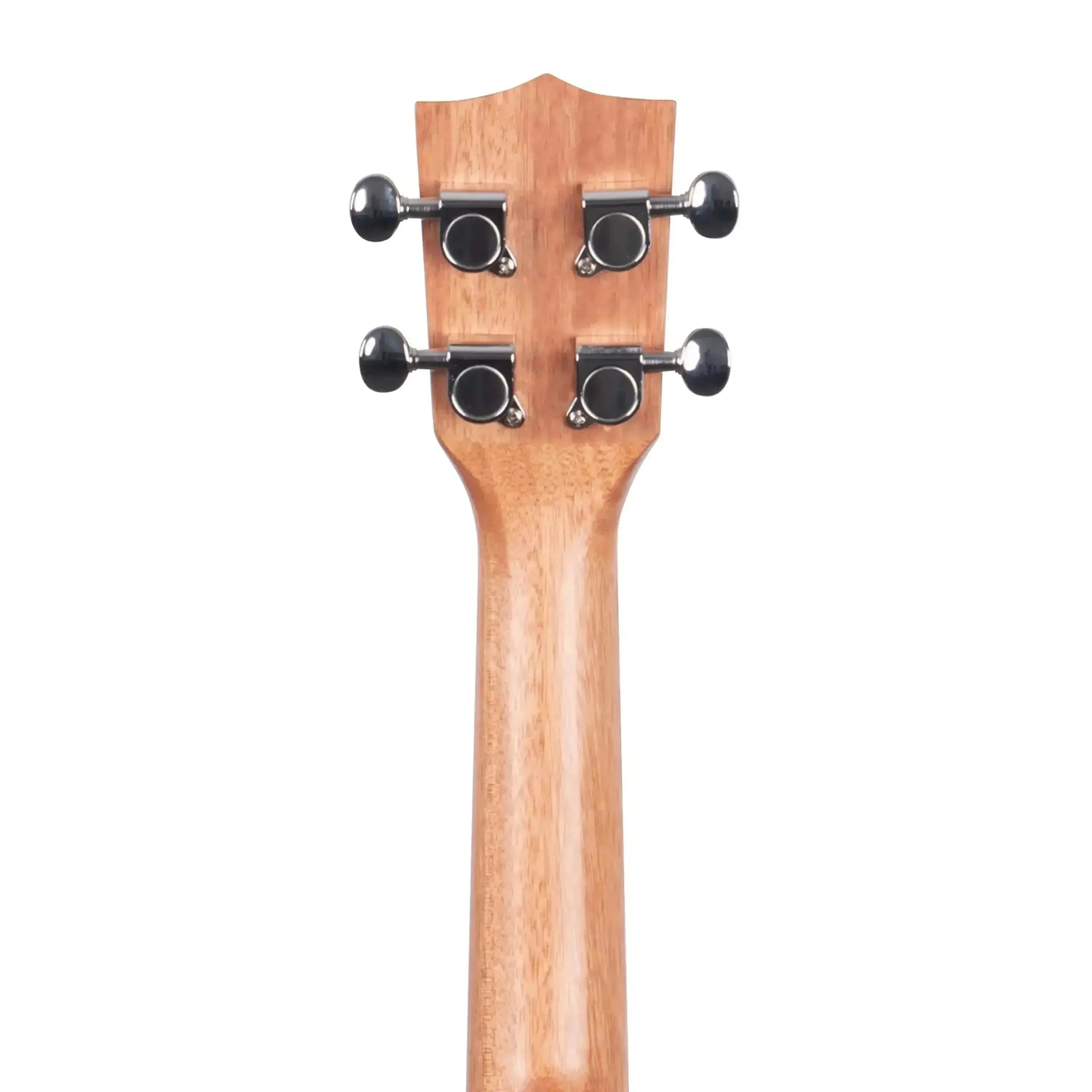Kala Pacific Walnut Soprano Ukulele headstock and neck, showing four chrome tuning pegs.
