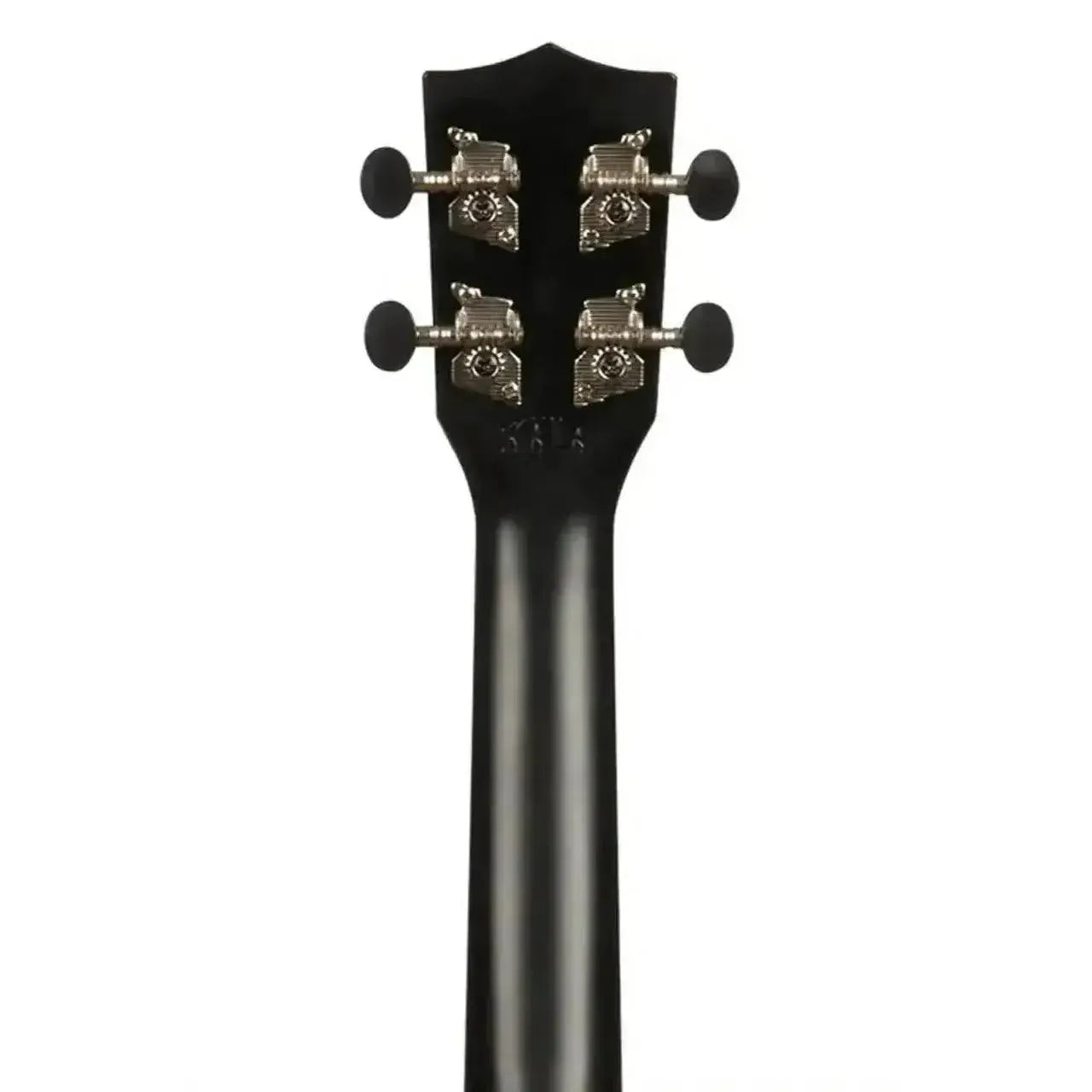 Kala R-LTP-CC-S recycled black soprano ukulele headstock with matte finish and standard tuners.