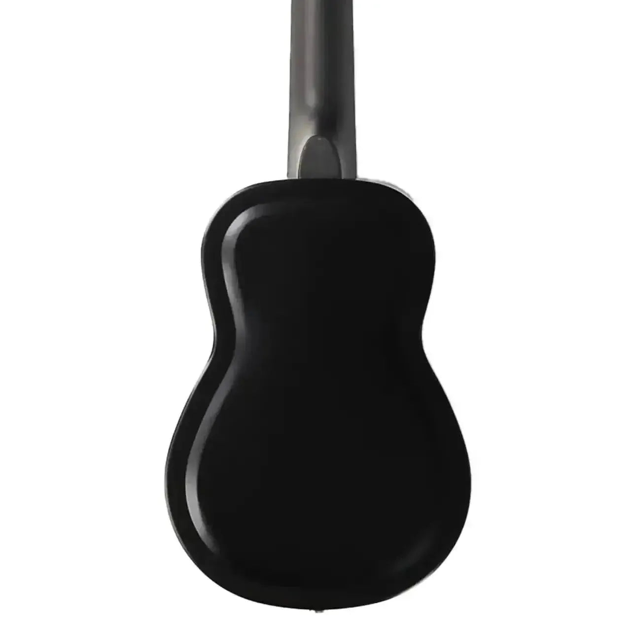 Back of a Kala Resonator Matte Black Baritone Ukulele, showing its sleek, dark finish.