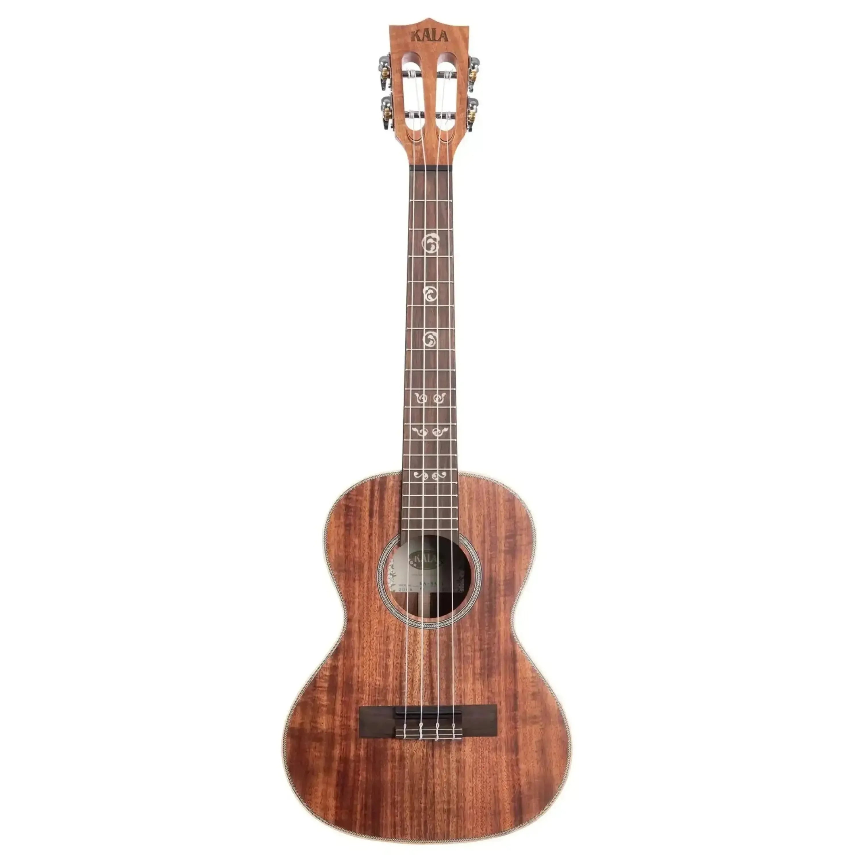 Kala SA-T Solid Acacia Tenor Ukulele with satin finish, maple binding, and slotted headstock.