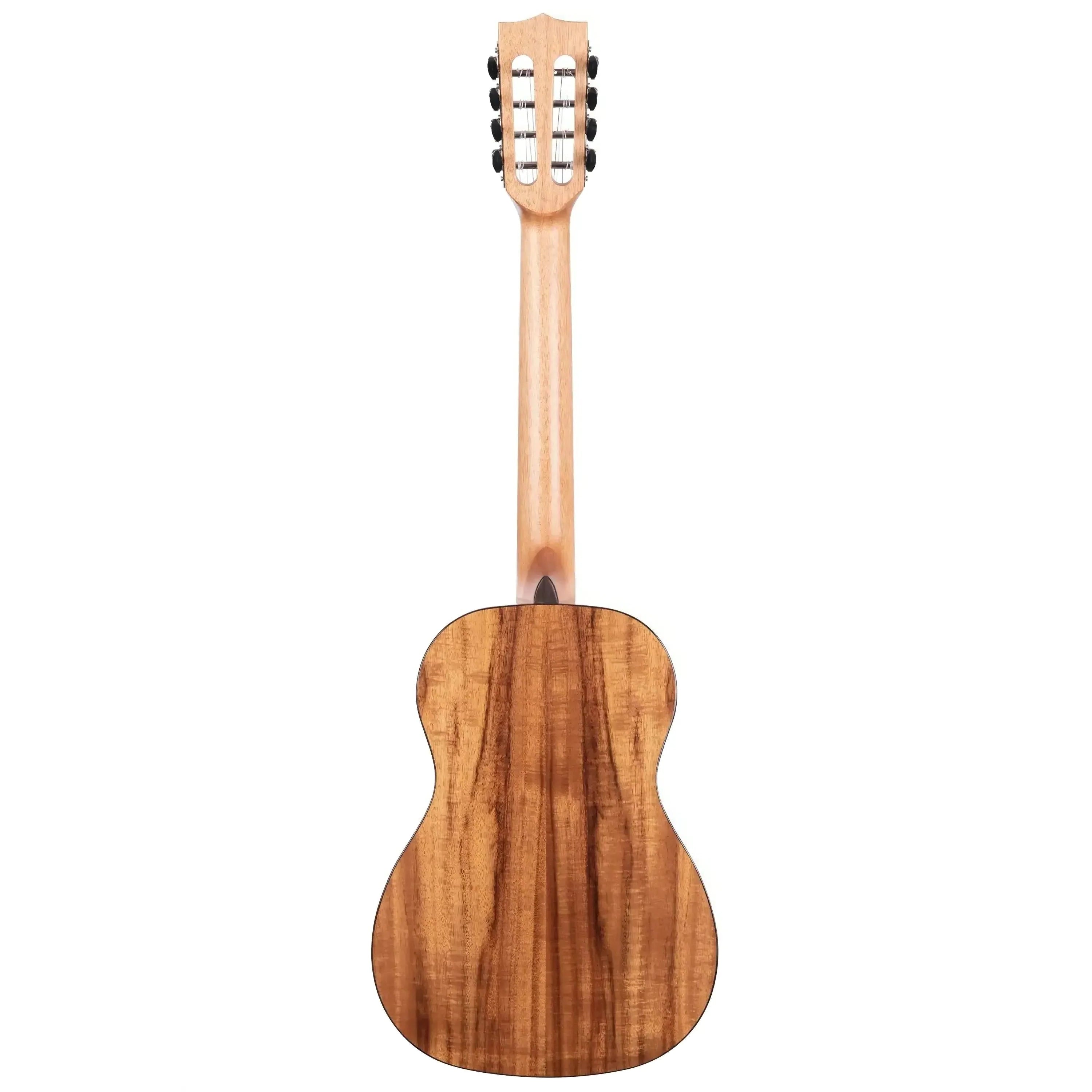 Back of Kala SCAC-B8 8-String Baritone Ukulele, showing acacia wood grain and mahogany neck.
