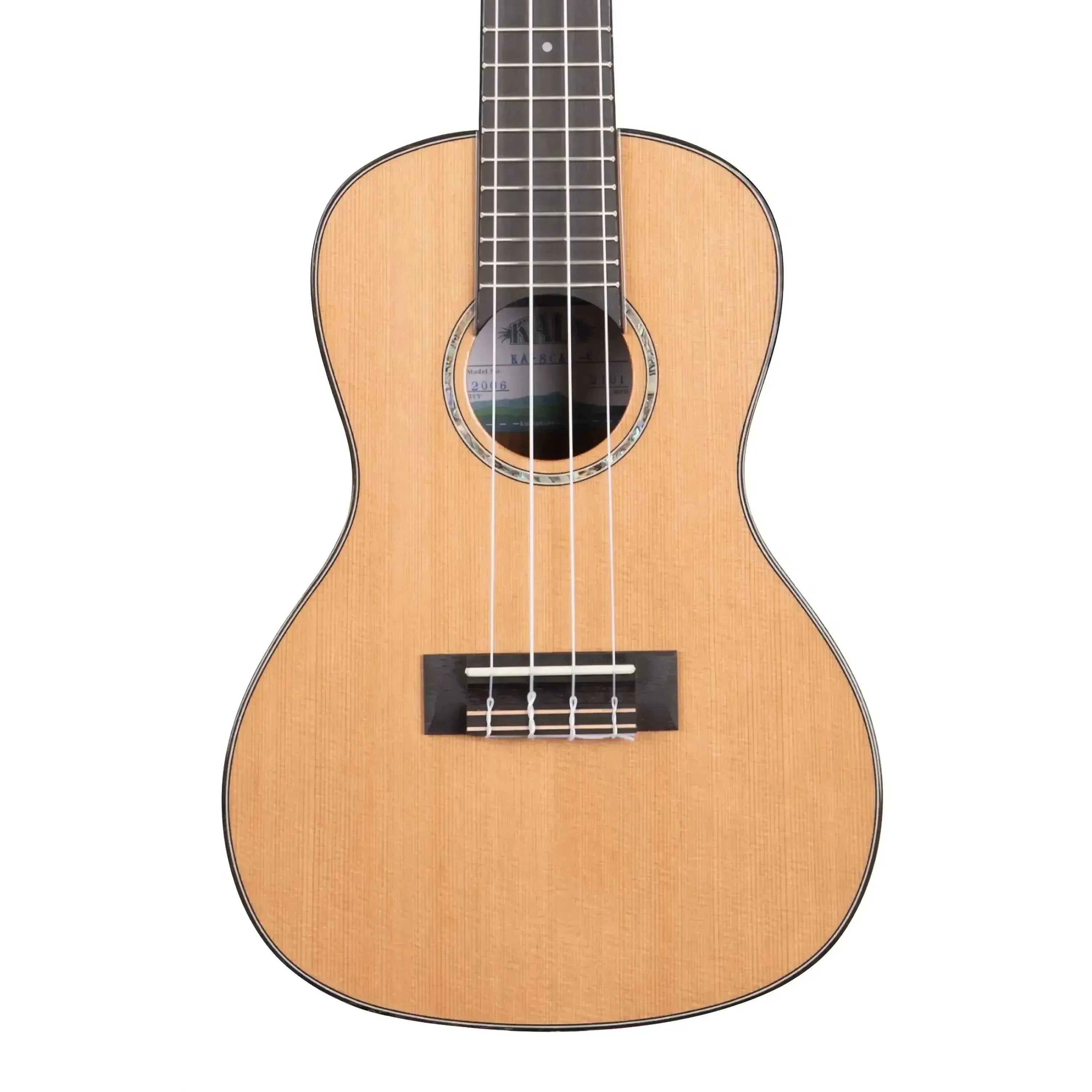 Kala SCAC-C Concert Ukulele with solid cedar top, abalone rosette, and rosewood binding.