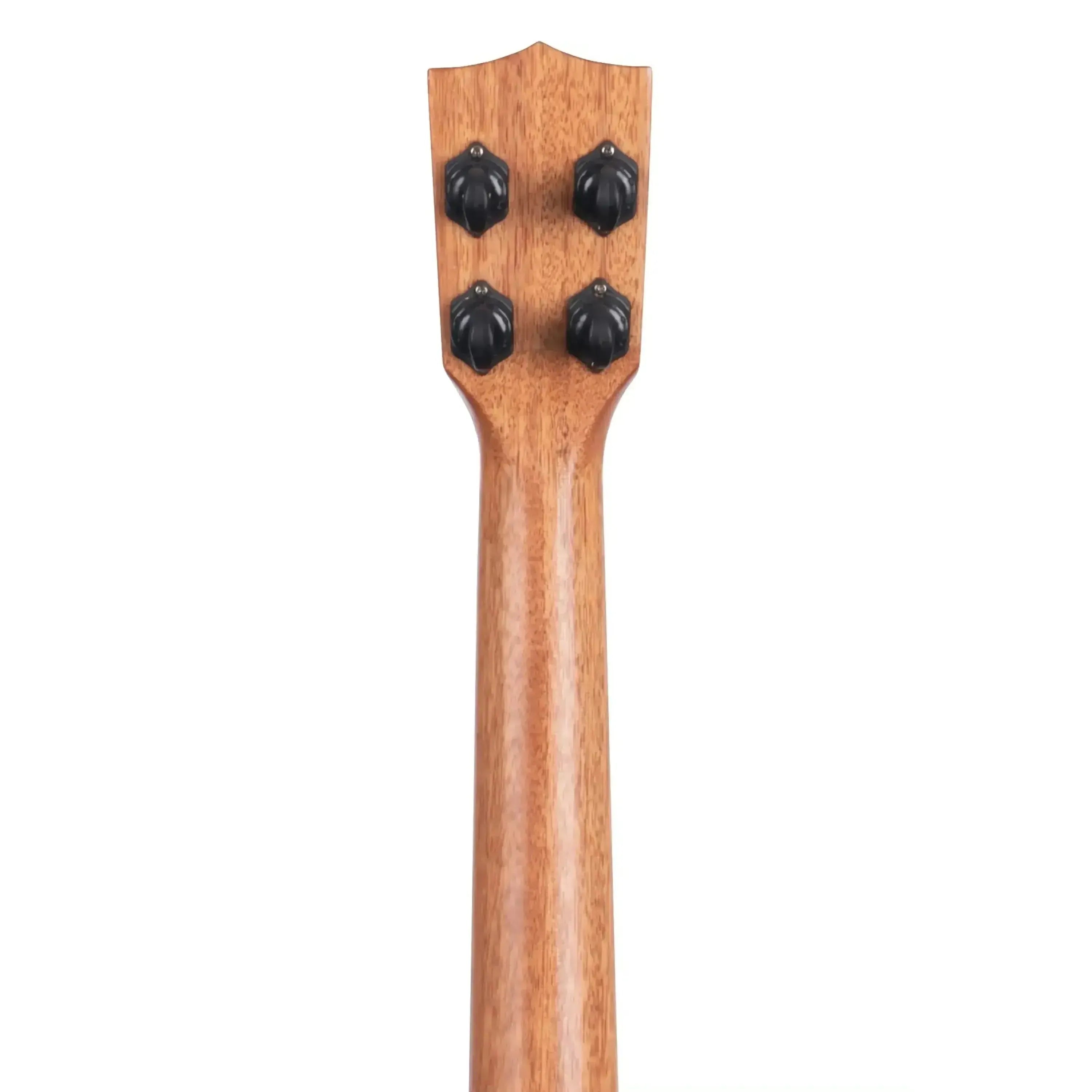 Back of Kala SCAC-T Tenor Ukulele mahogany neck and headstock with four black tuners.