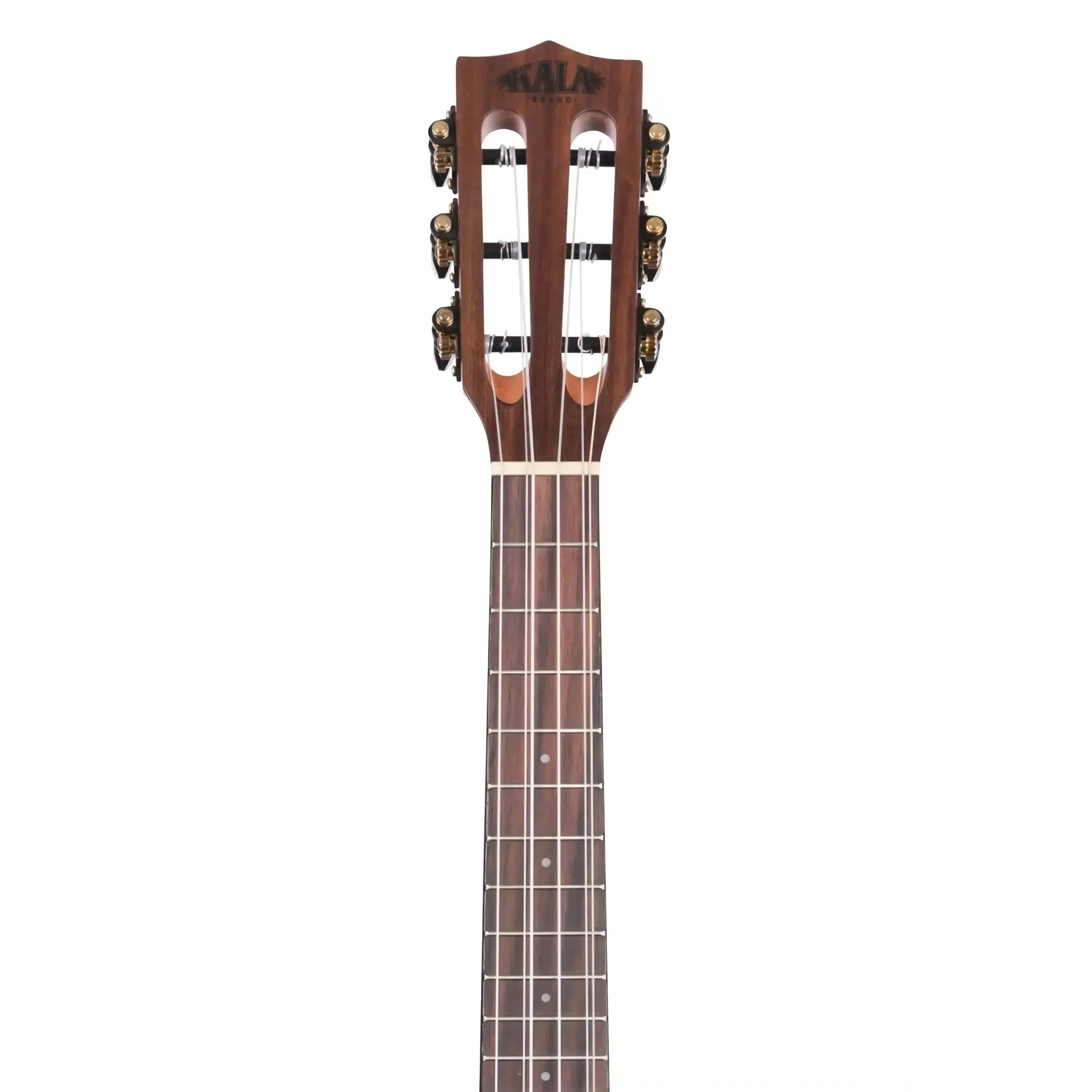 Kala SCAC-T6 6-string tenor ukulele headstock and mahogany neck with rosewood fingerboard.