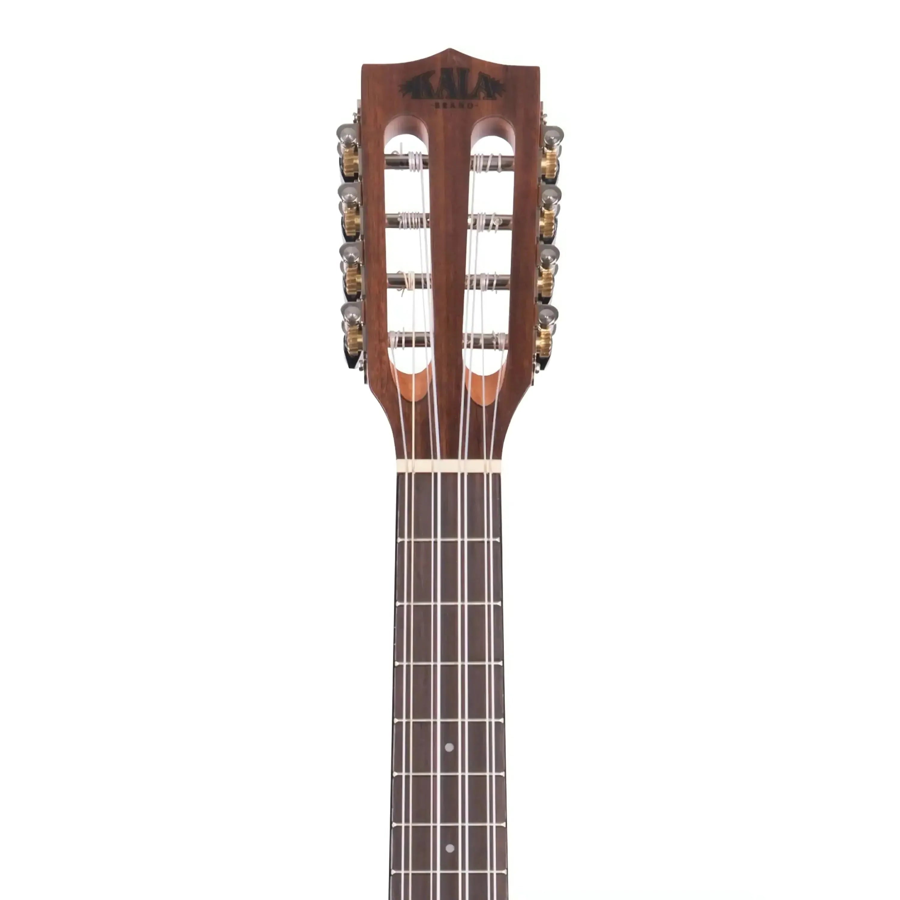 Kala SCAC-T8 8-String Tenor Ukulele headstock with slotted design and gold tuners.